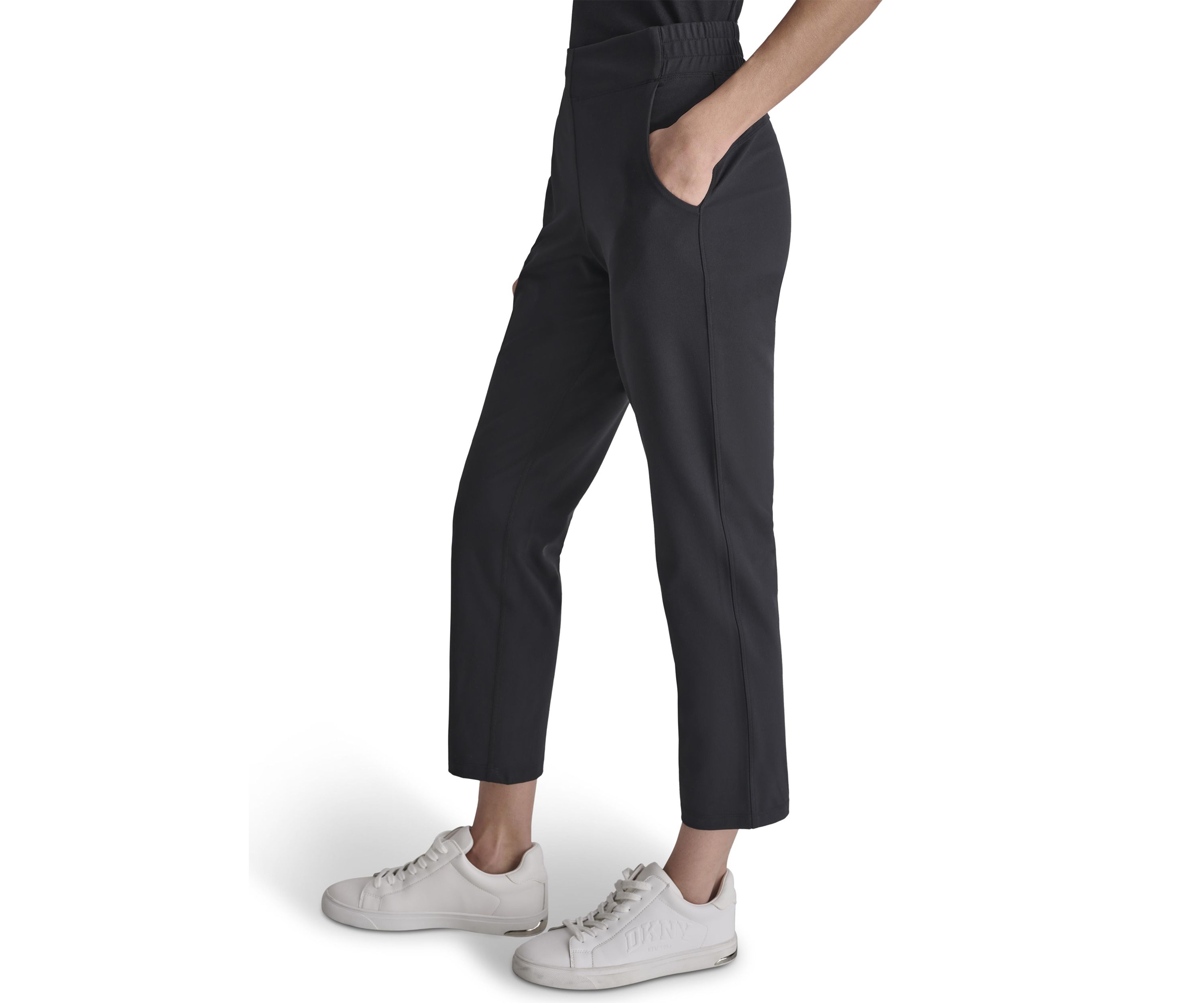 Womens Balance Compression Elastic Waistband Slant Pocket Skinny Pants