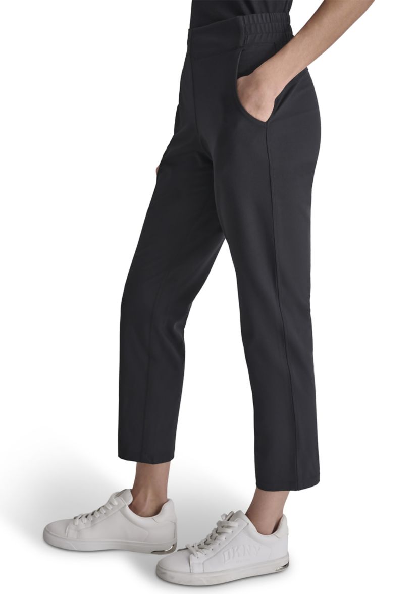 Womens Balance Compression Elastic Waistband Slant Pocket Skinny Pants