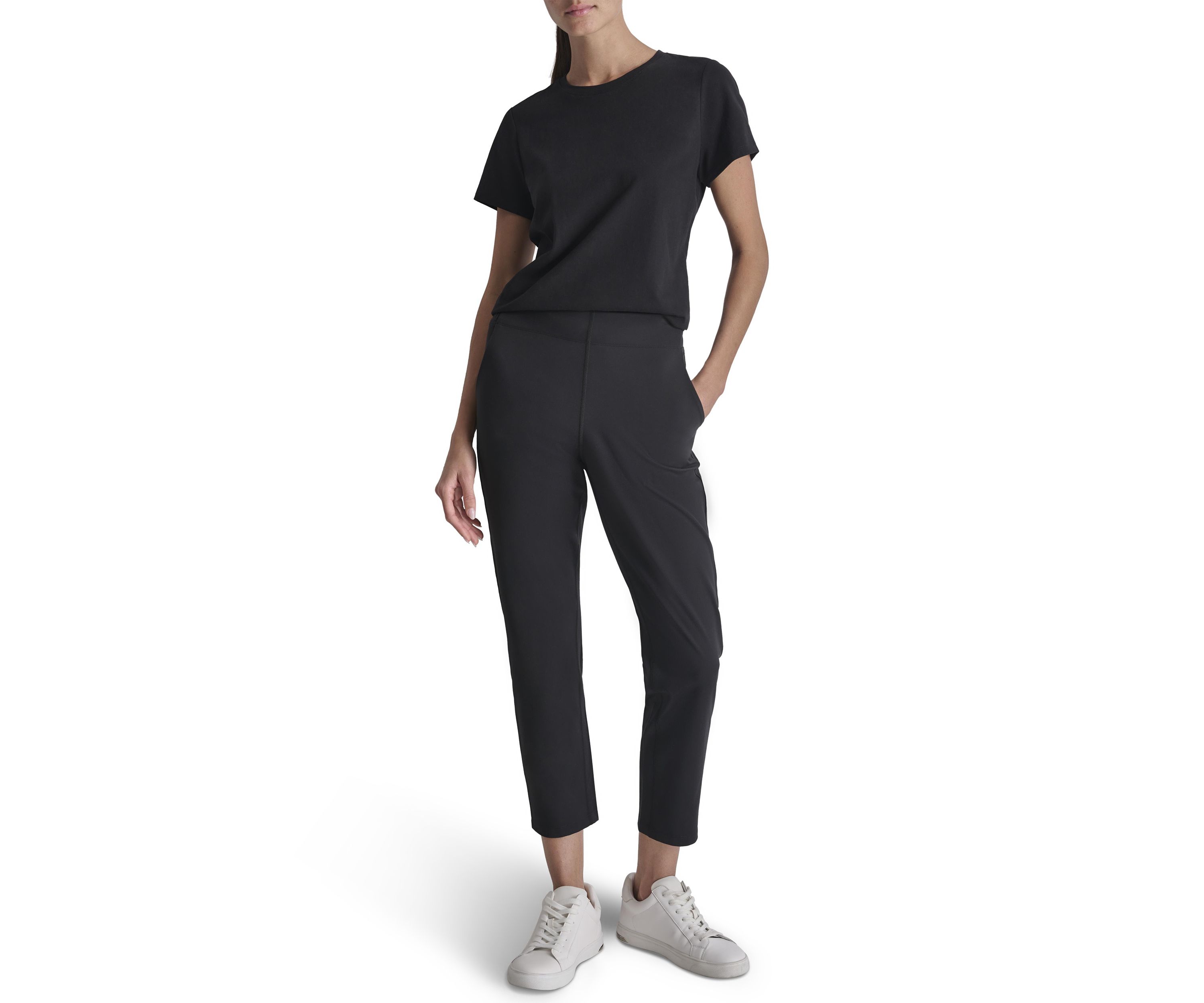Womens Balance Compression Elastic Waistband Slant Pocket Skinny Pants