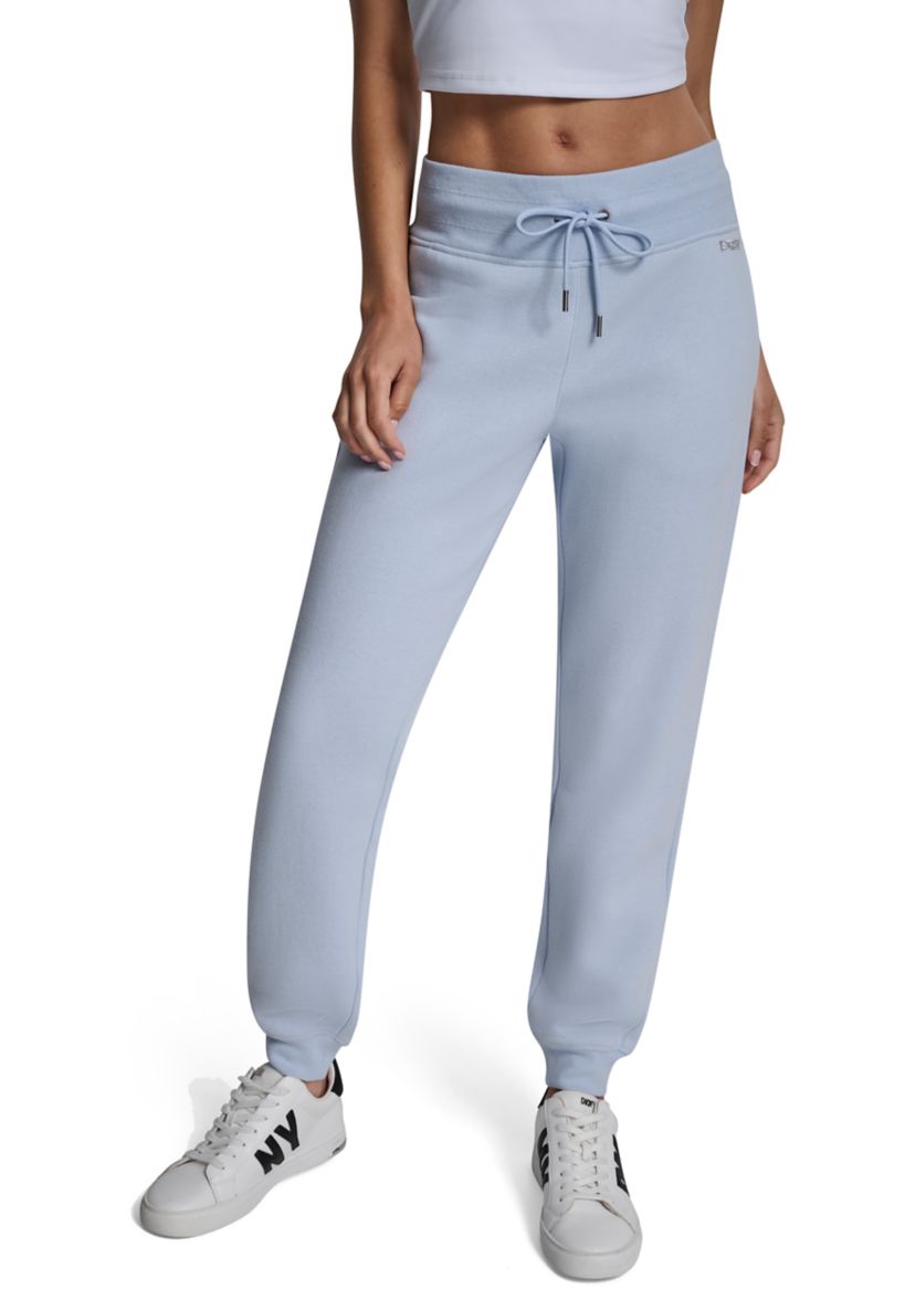 Cuffed Rhinestone Logo Joggers