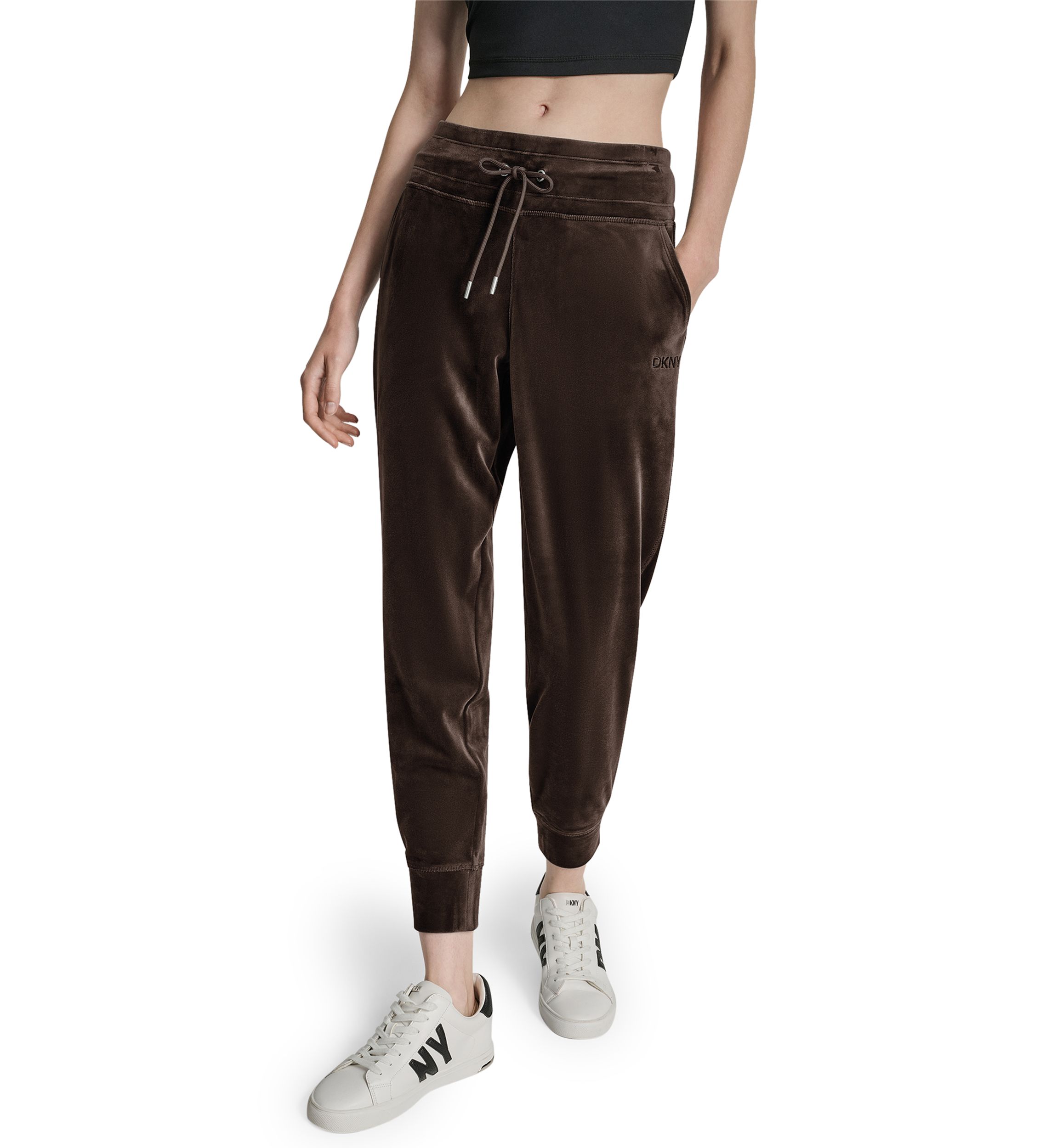 Womens Mid-Rise Slim Fit Jogger with Logo Embroidery 