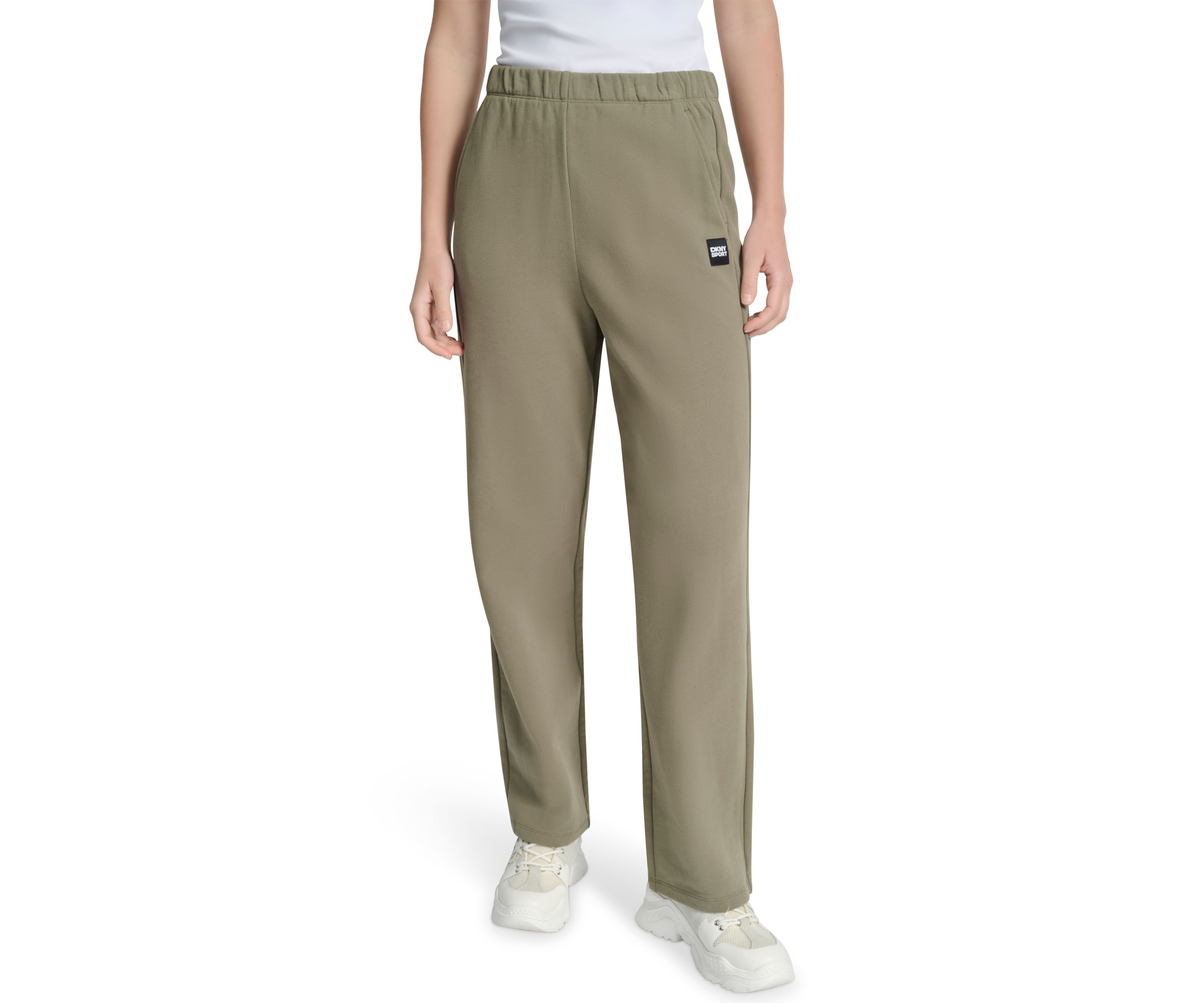 Womens Woven Patch Boyfriend Open Leg Pants