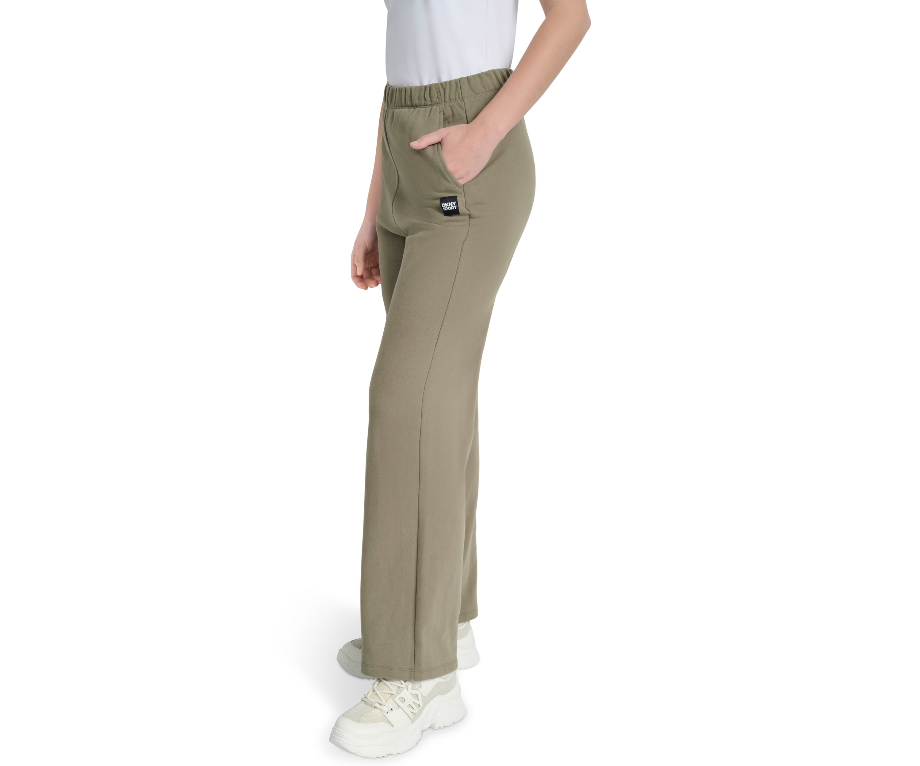 Womens Woven Patch Boyfriend Open Leg Pants
