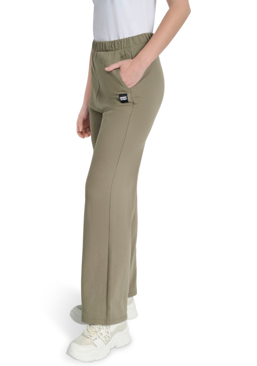 Womens Woven Patch Boyfriend Open Leg Pants