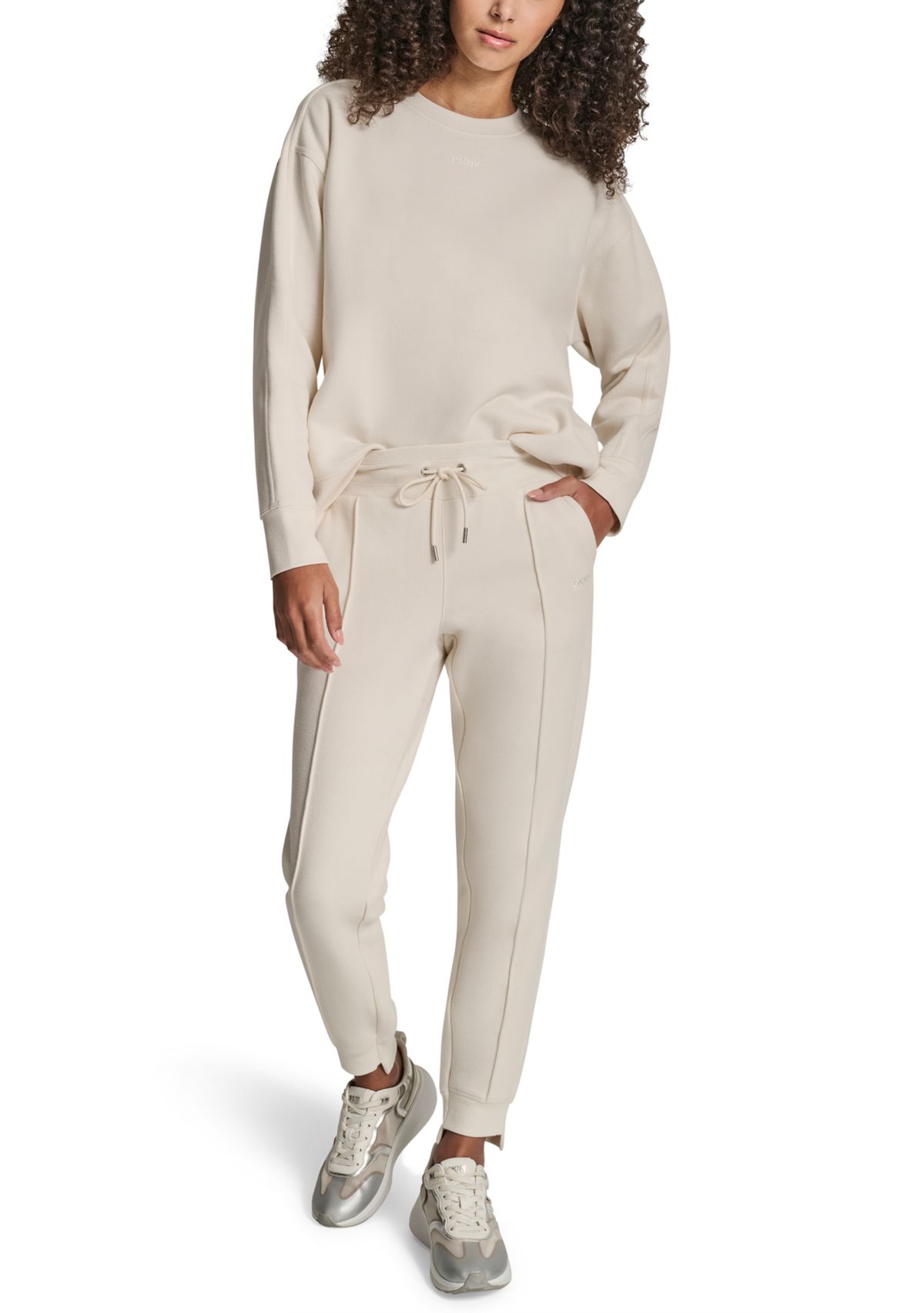 Womens Tonal Embroidered Logo Pintuck Jogger