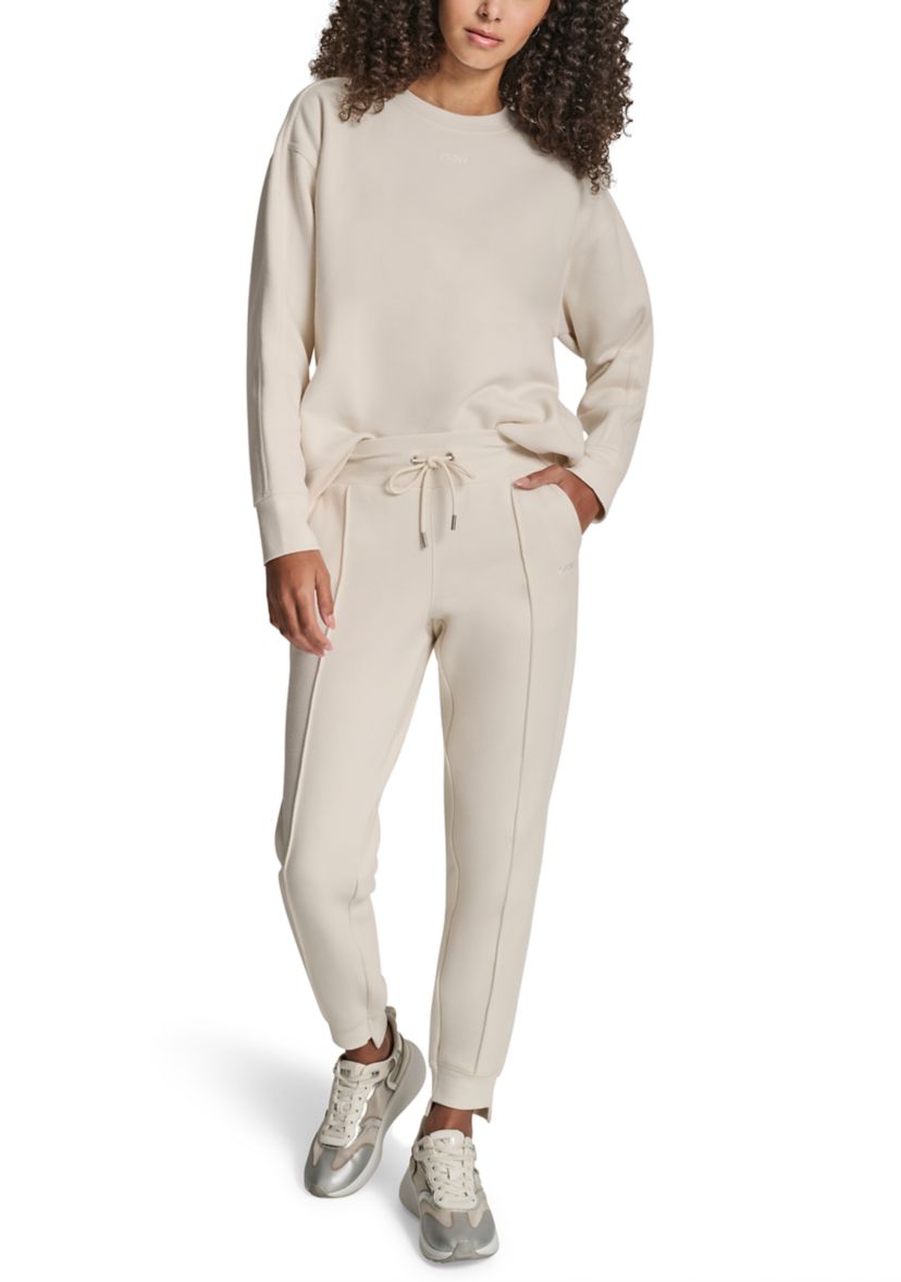 Womens Tonal Embroidered Logo Pintuck Jogger