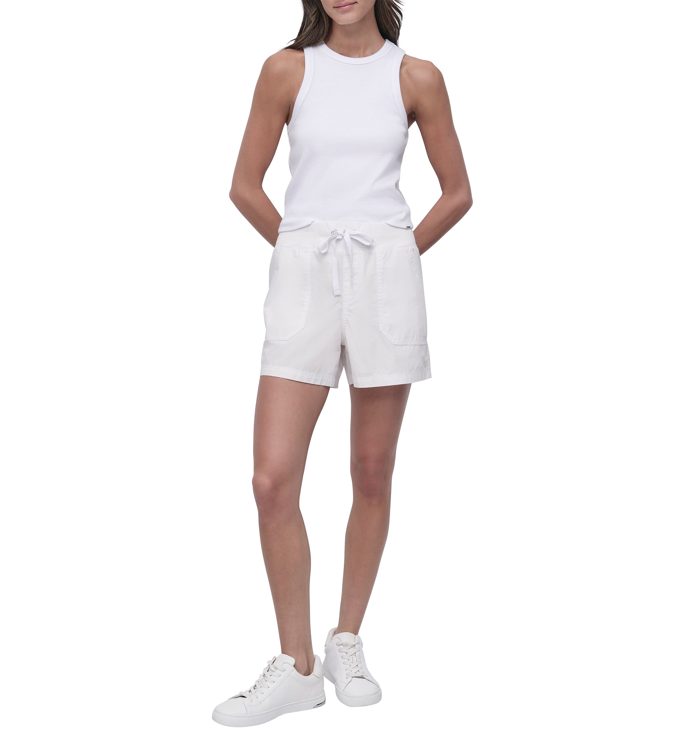 Rib Waistband Cargo Shorts with Twill Drawcord 
