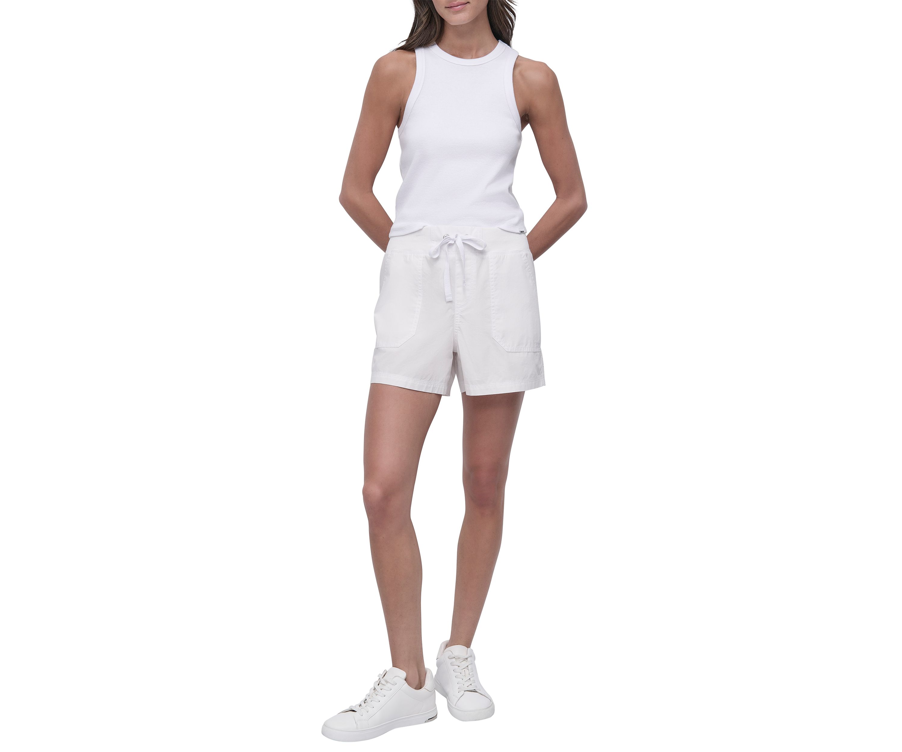Rib Waistband Cargo Shorts with Twill Drawcord 