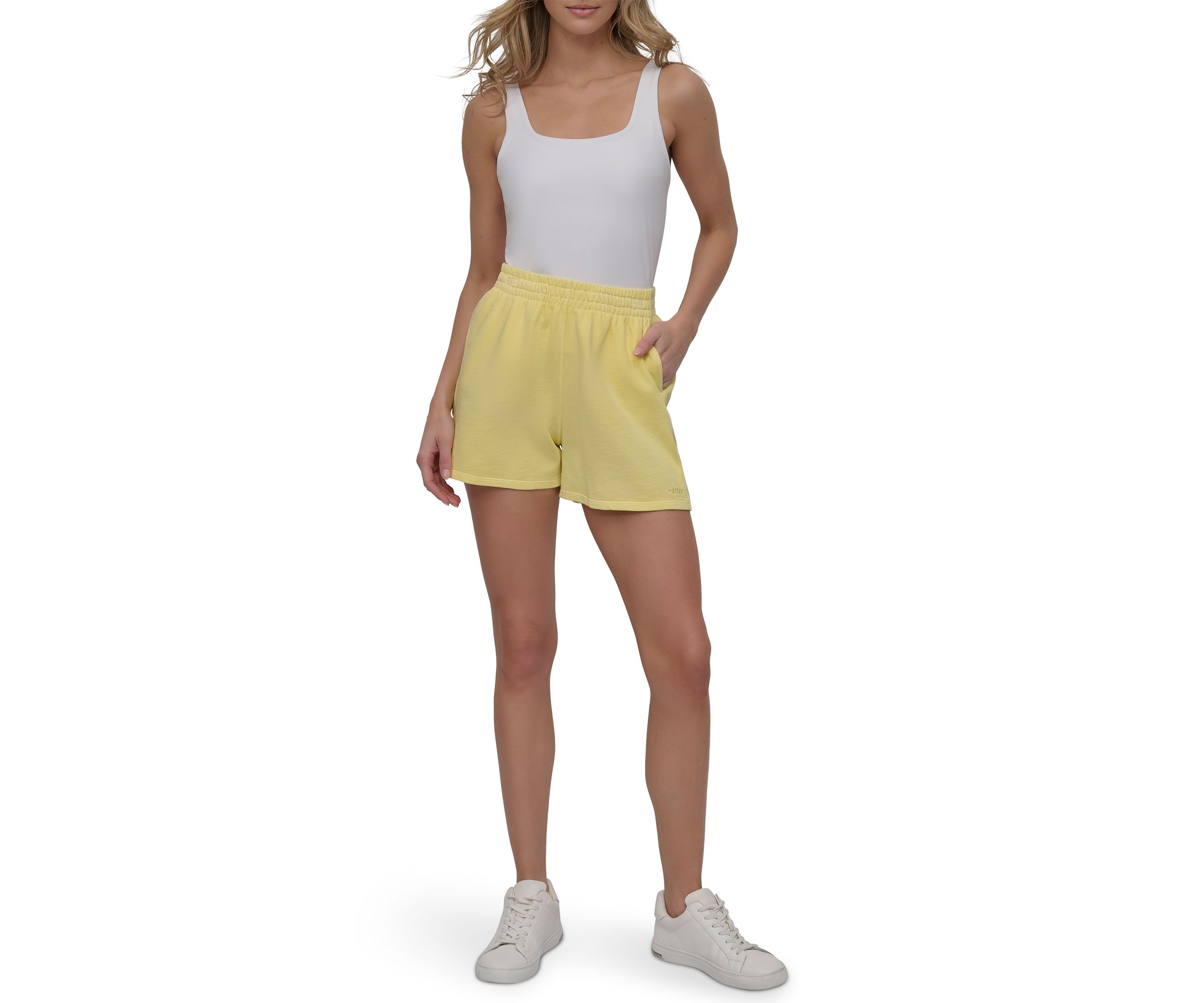 Embroidered Logo Rib Mix Smocked Shorts 