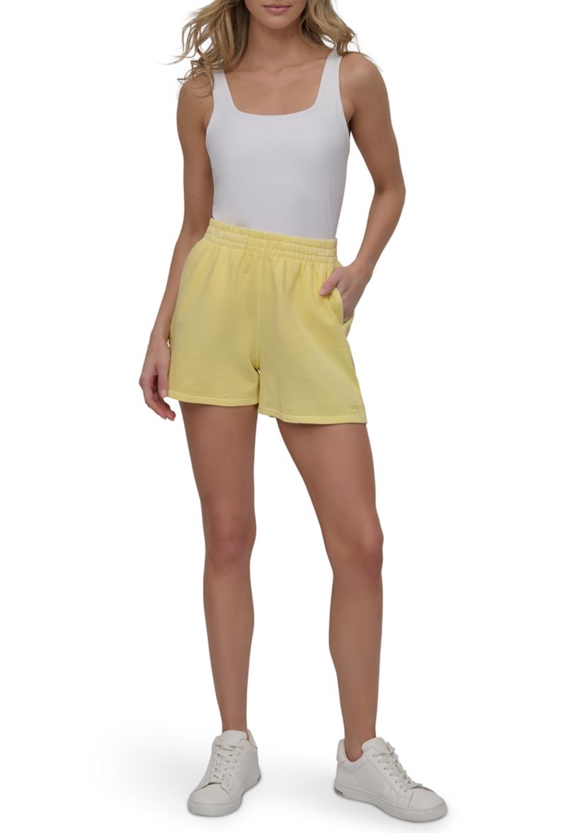 Embroidered Logo Rib Mix Smocked Shorts 