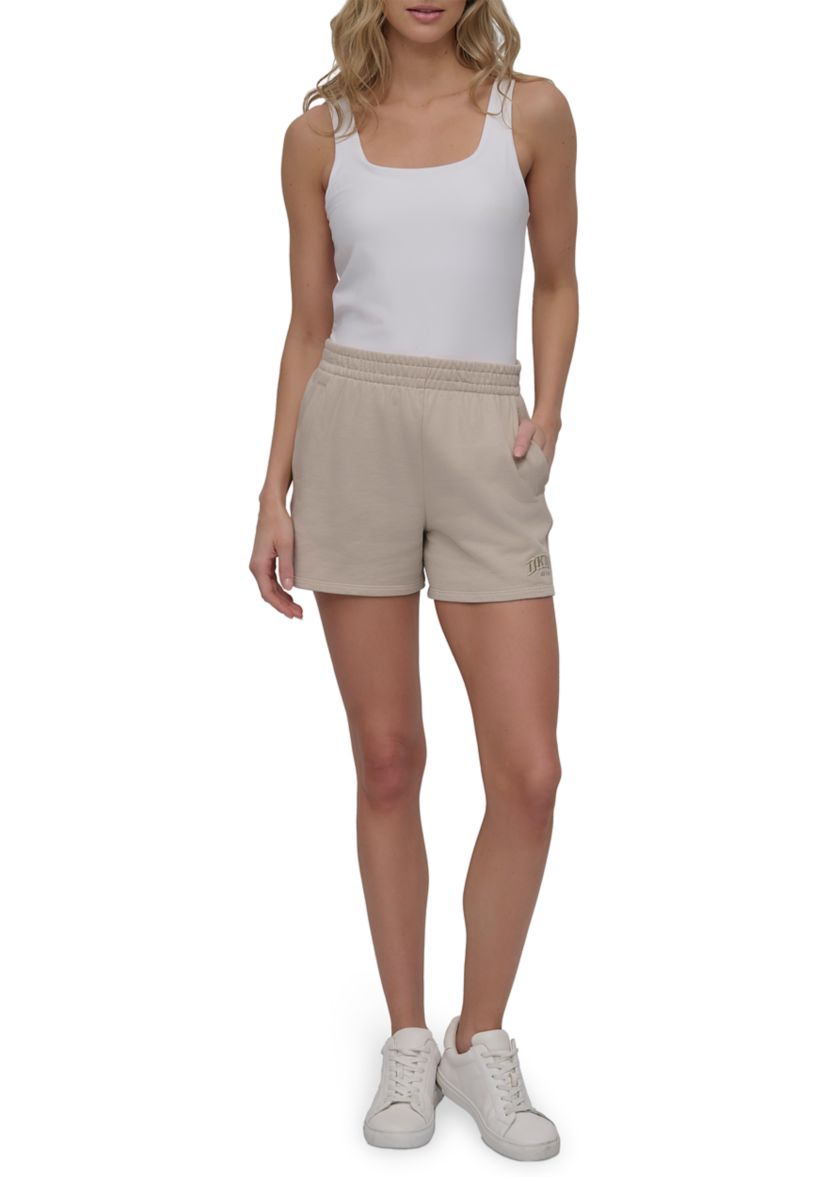 Varsity Embroidered Logo Smocked Waist 4" Shorts with Pockets