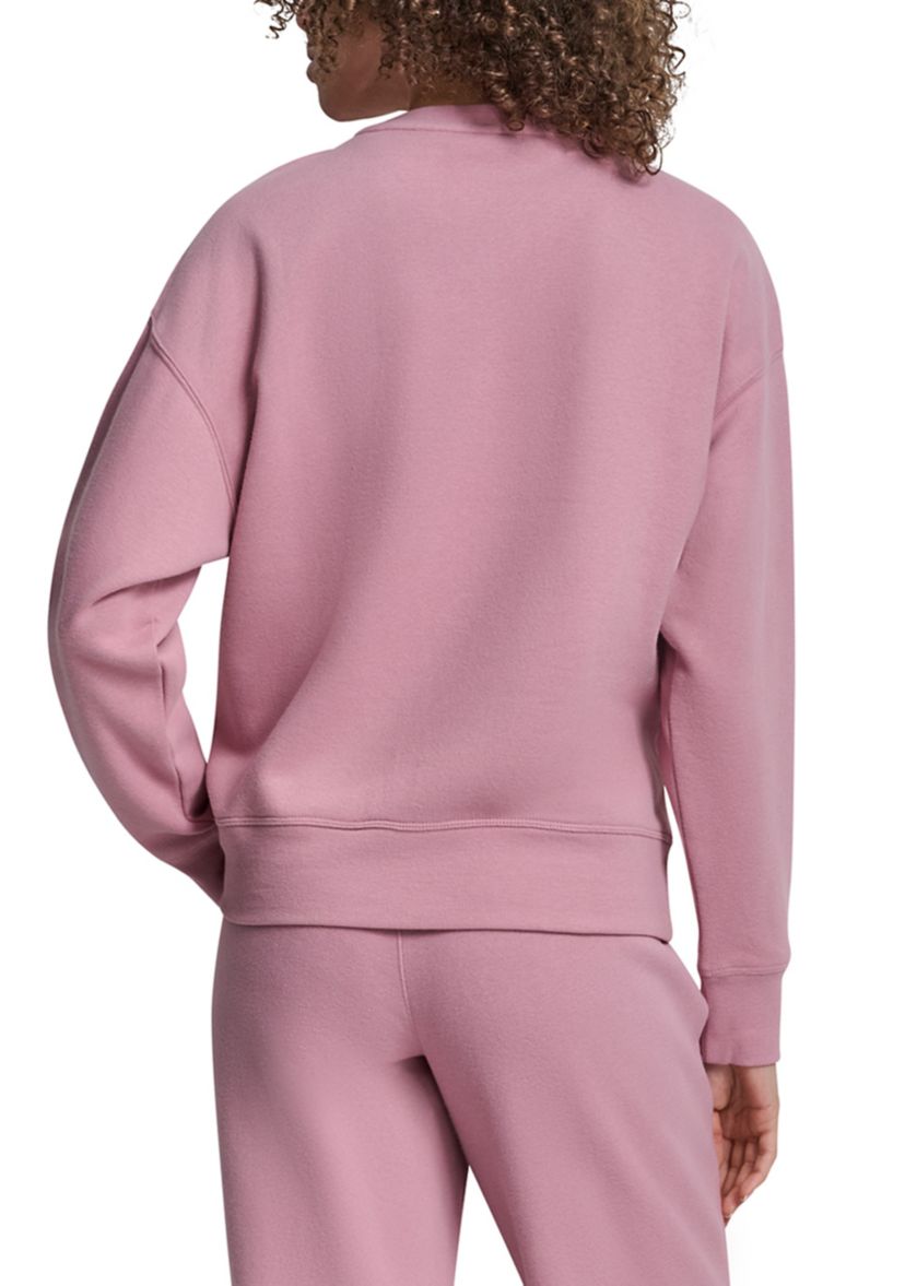 Womens Tonal Logo Patch Crew Neck Drop Shoulder Pullover