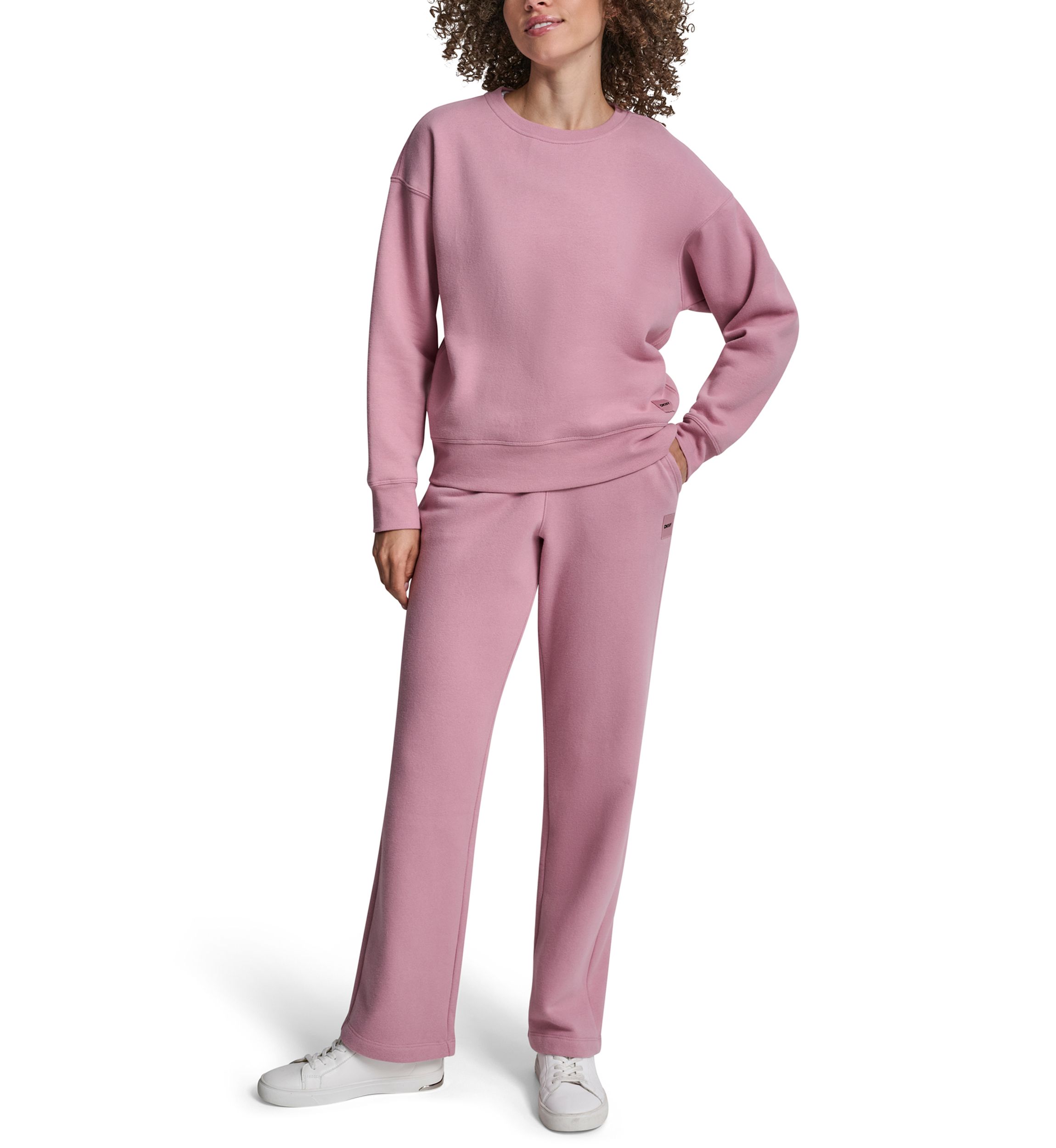 Womens Tonal Logo Patch Crew Neck Drop Shoulder Pullover