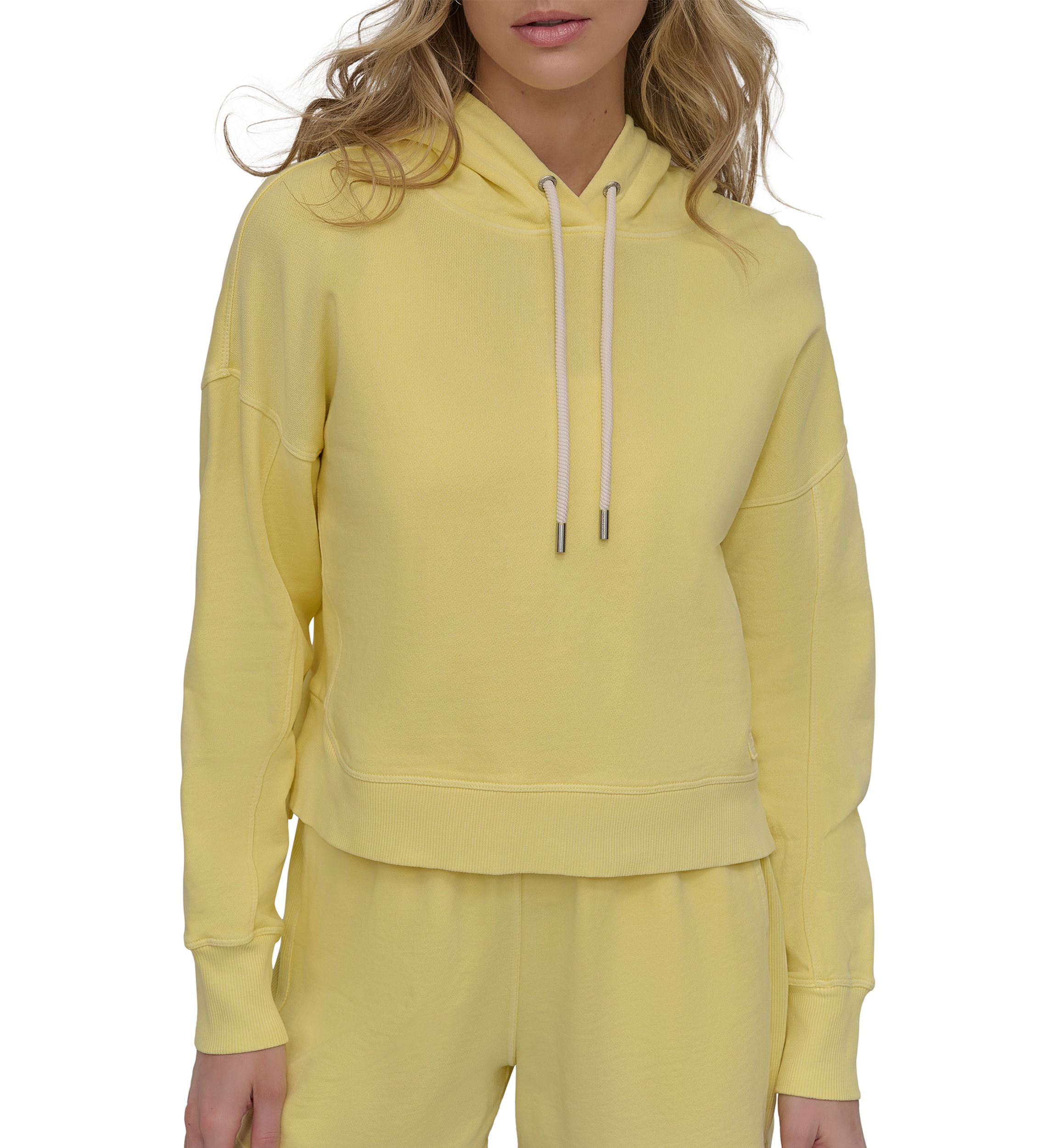 Embroidered Logo Rib Mix Shaped Panel Hoodie 