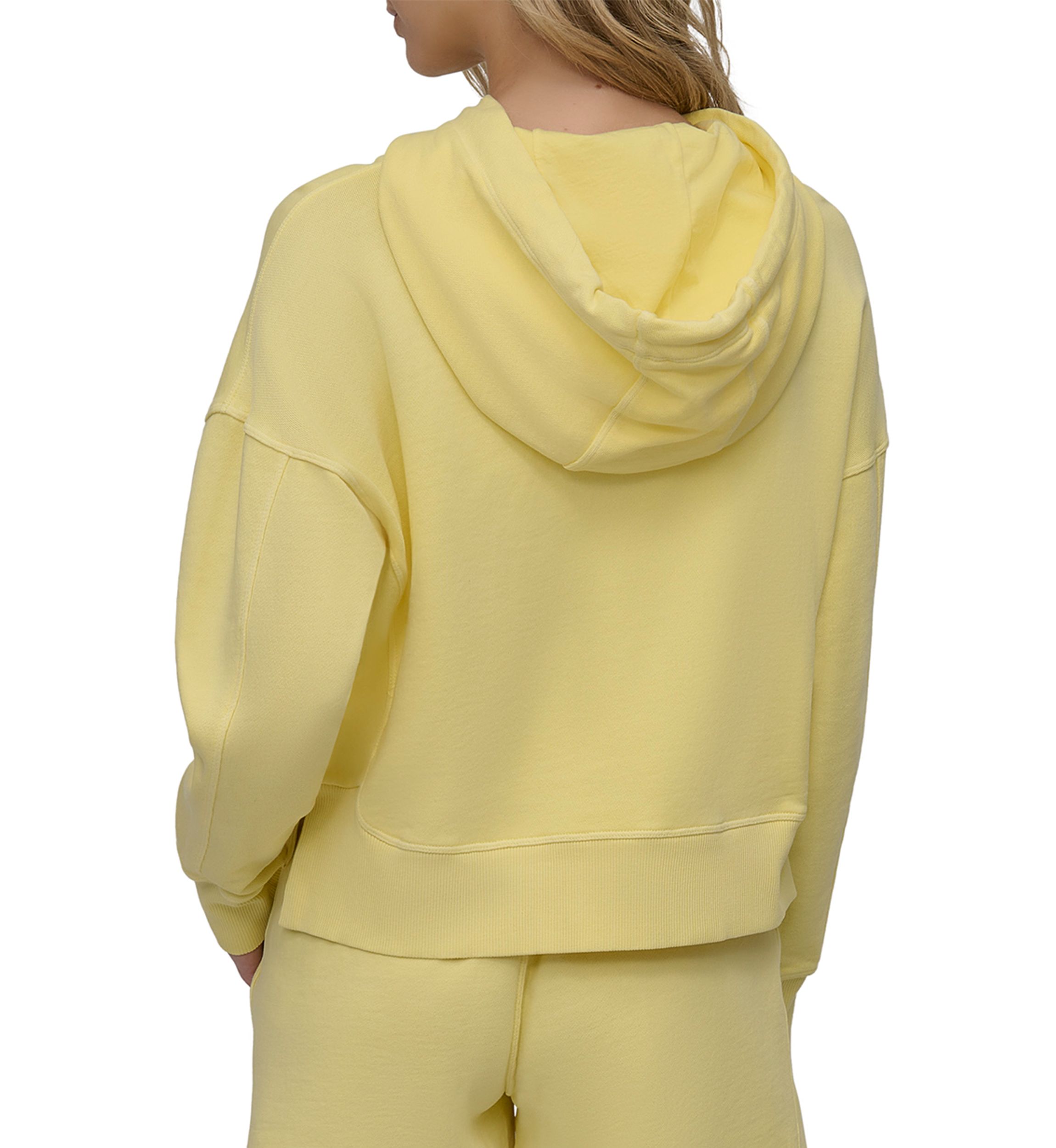 Embroidered Logo Rib Mix Shaped Panel Hoodie 