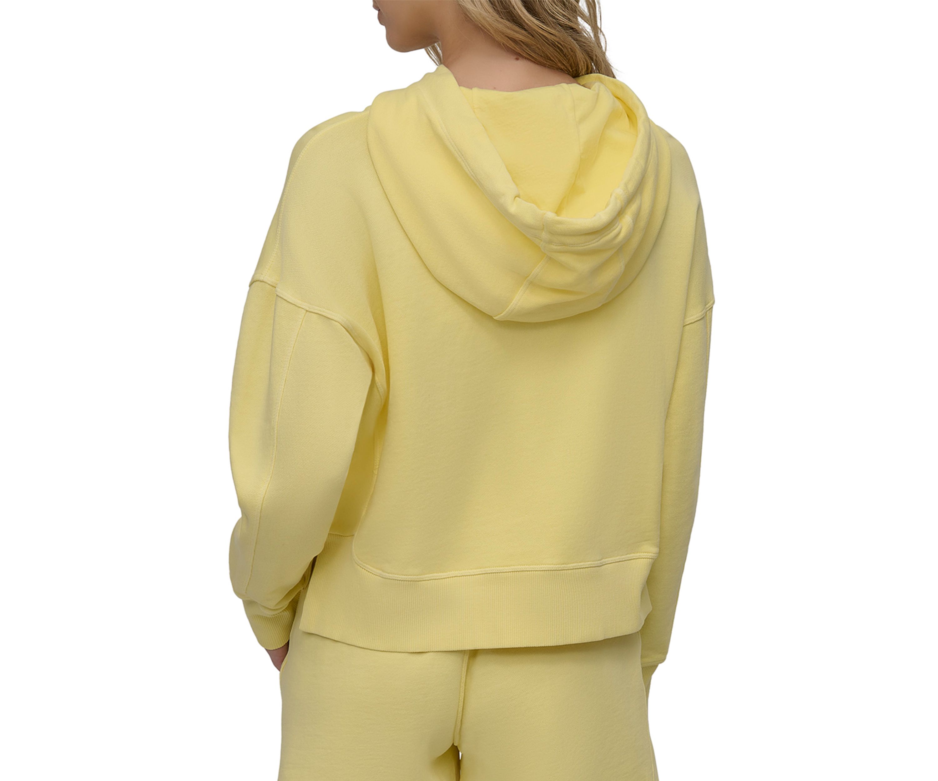Embroidered Logo Rib Mix Shaped Panel Hoodie 