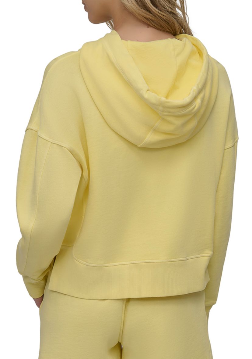 Embroidered Logo Rib Mix Shaped Panel Hoodie 