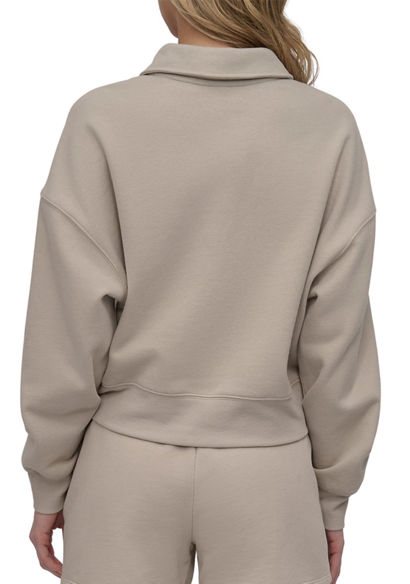 Womens Varsity Embroidered Logo Johnny Collar Pullover 