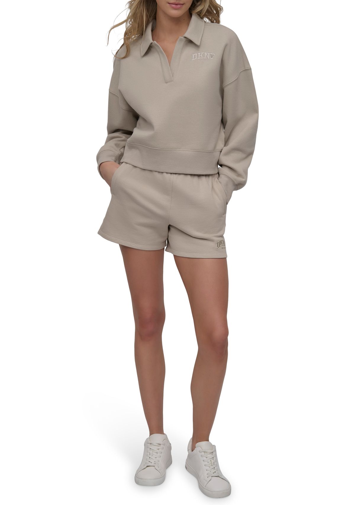 Womens Varsity Embroidered Logo Johnny Collar Pullover 