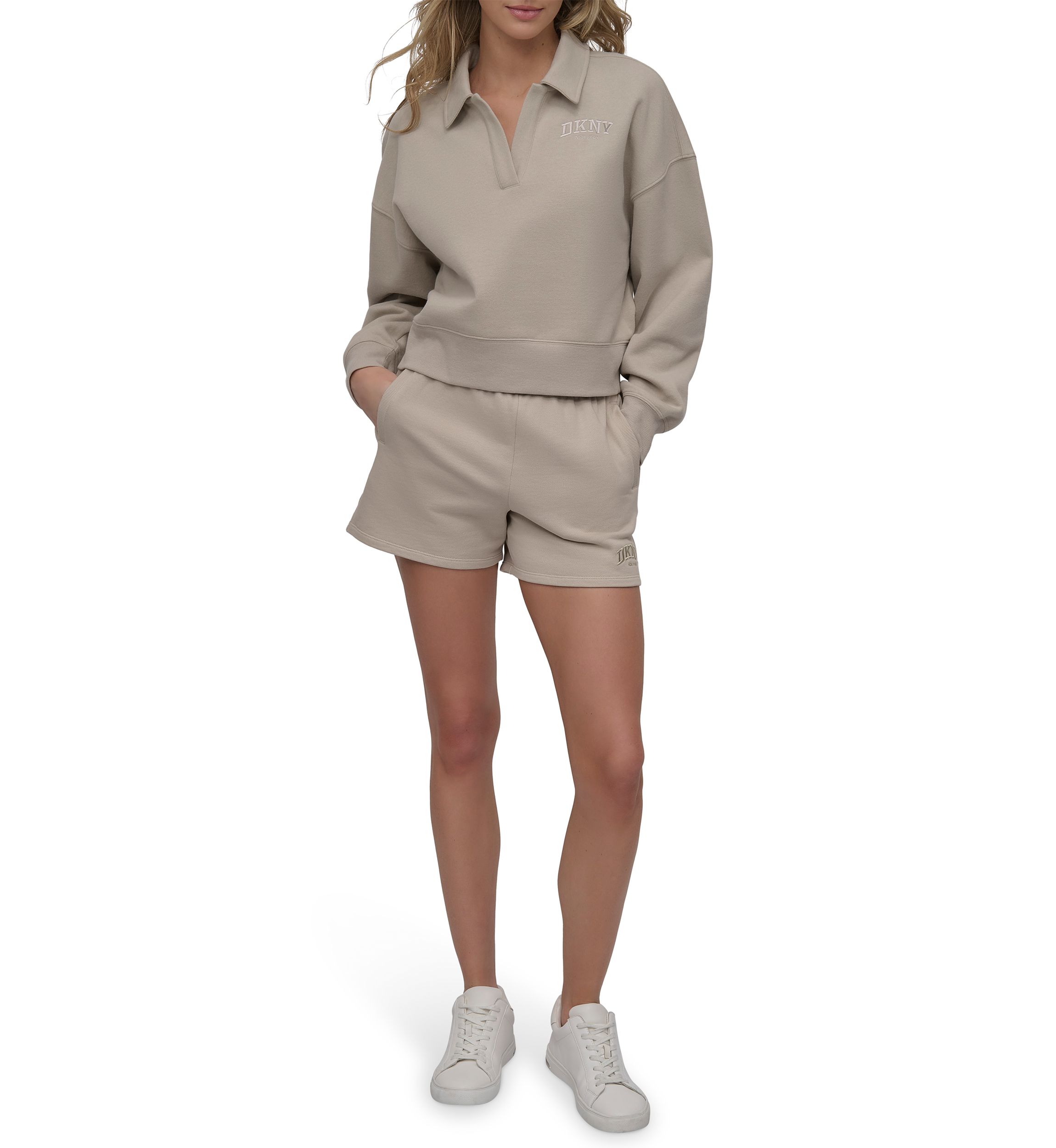 Womens Varsity Embroidered Logo Johnny Collar Pullover 