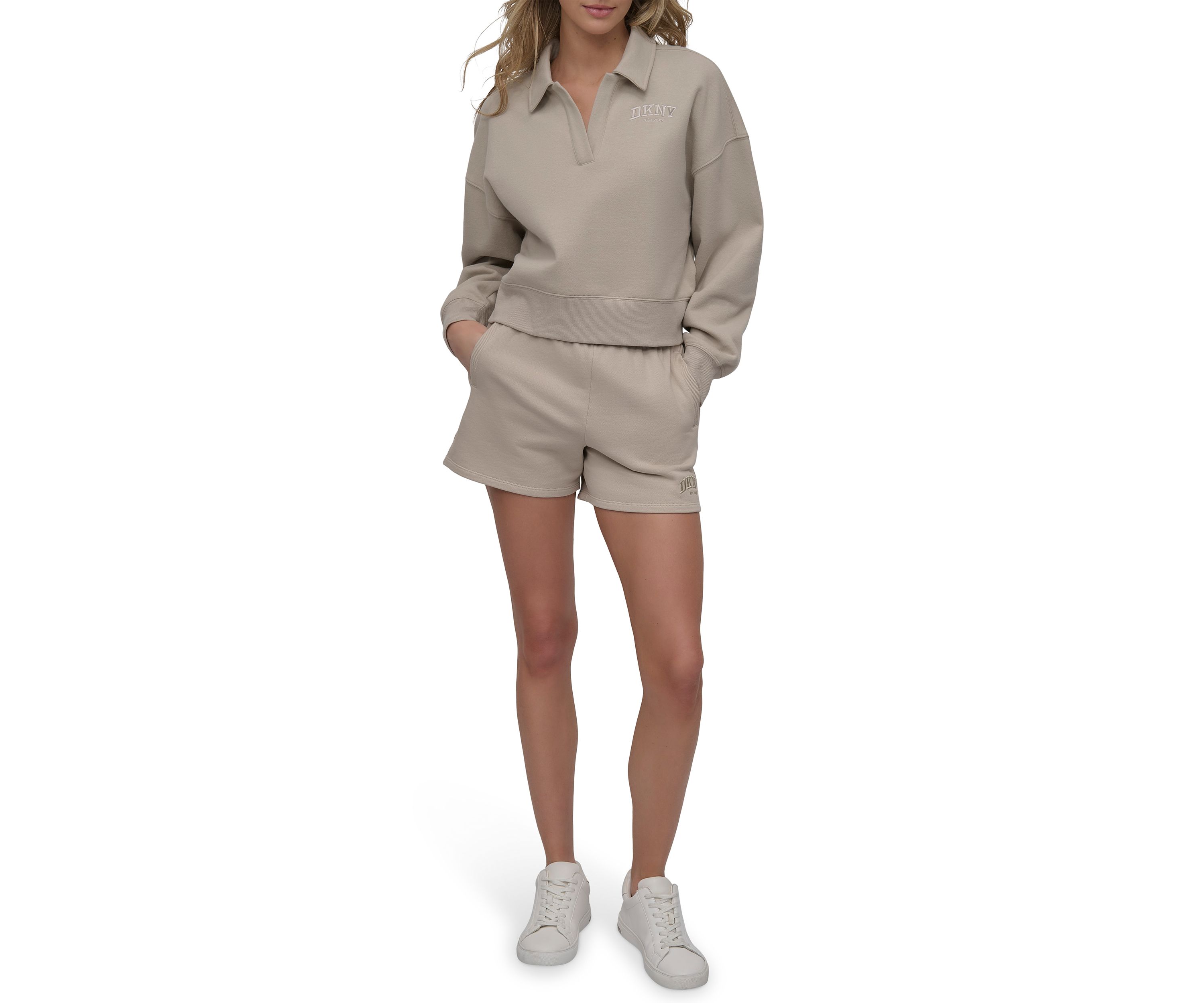 Womens Varsity Embroidered Logo Johnny Collar Pullover 