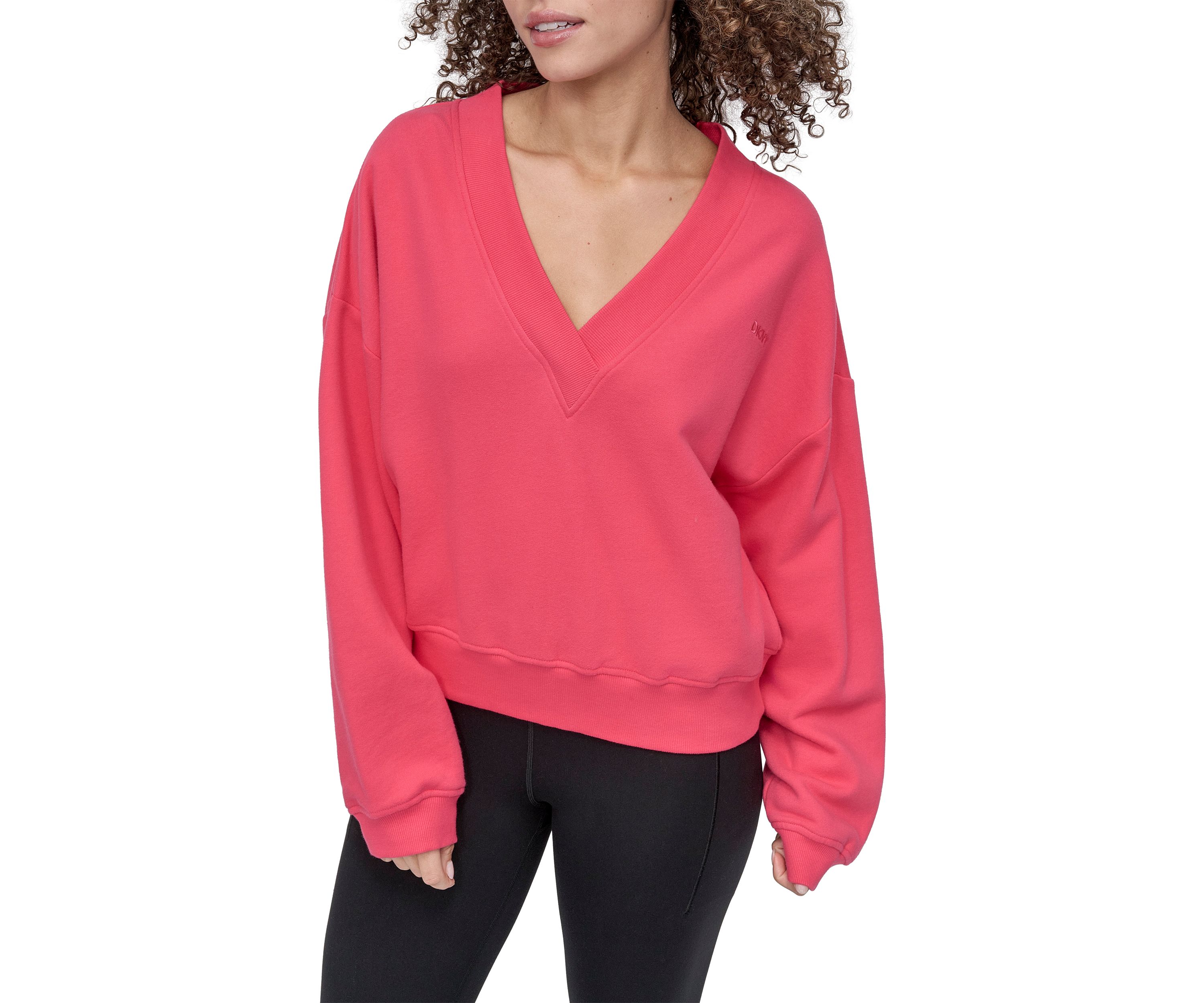 Womens Tonal Embroidered Logo Deep V-Neck Sweatshirt