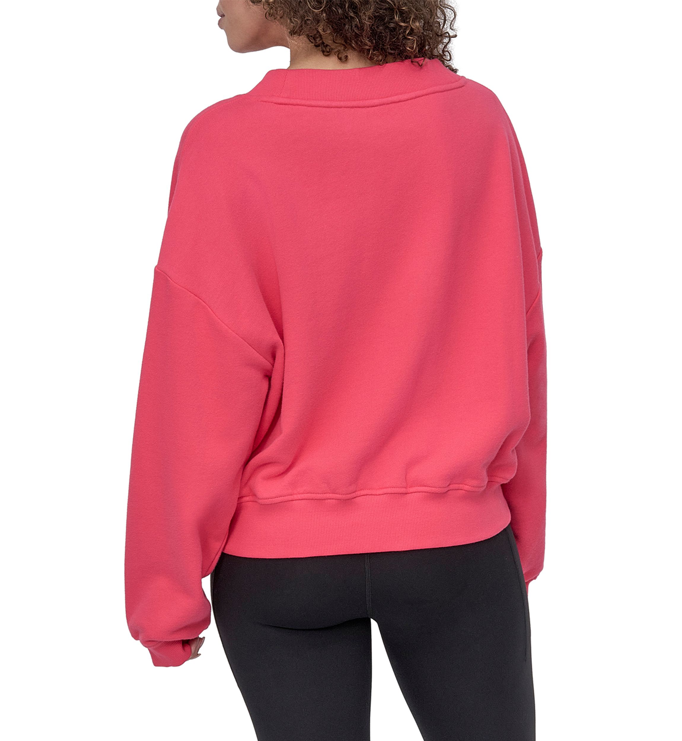 Womens Tonal Embroidered Logo Deep V-Neck Sweatshirt