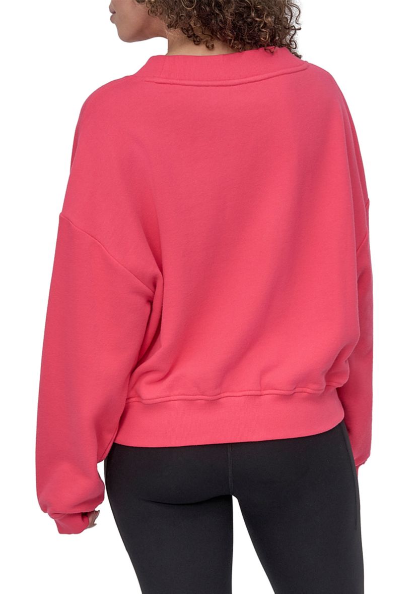 Womens Tonal Embroidered Logo Deep V-Neck Sweatshirt