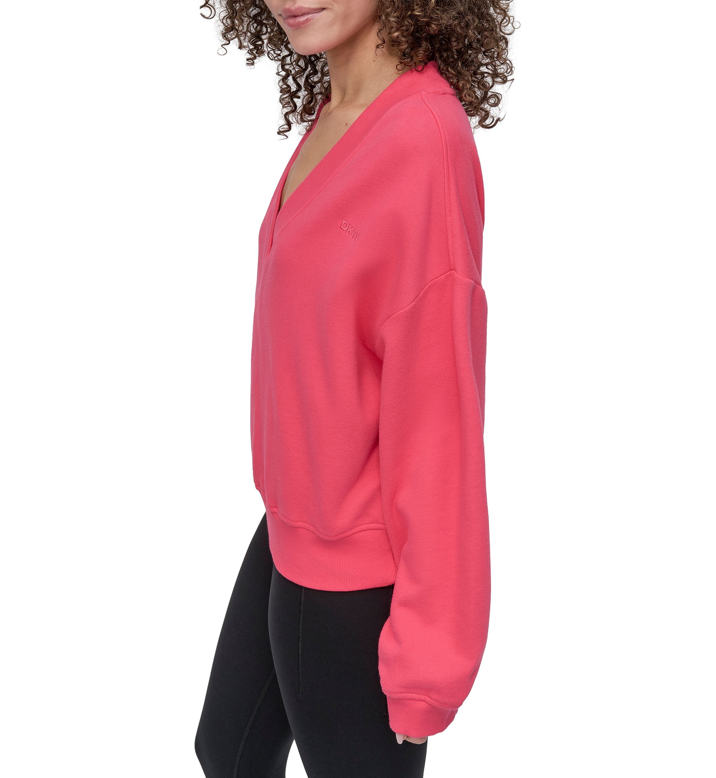 Womens Tonal Embroidered Logo Deep V-Neck Sweatshirt