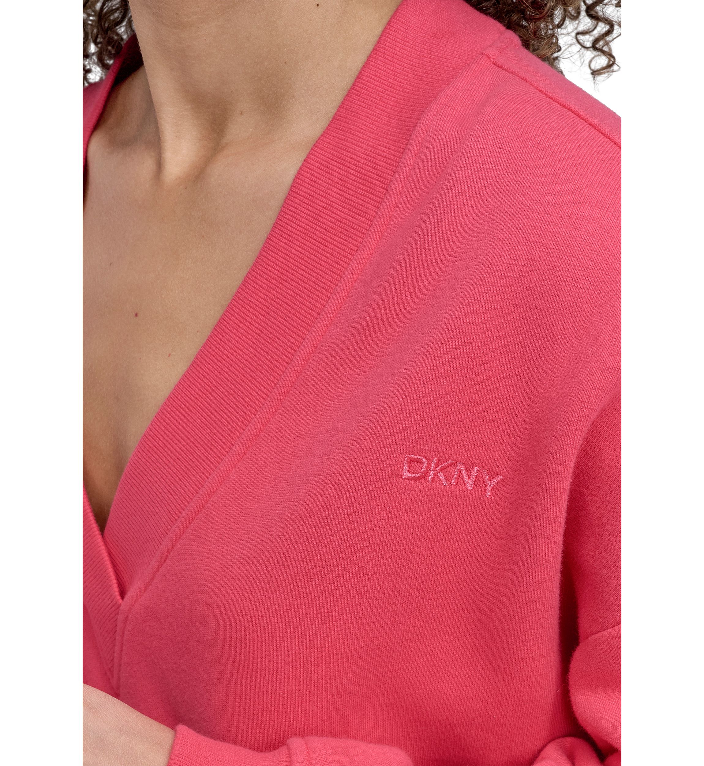 Womens Tonal Embroidered Logo Deep V-Neck Sweatshirt