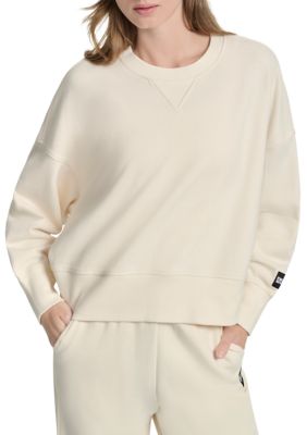 DKNY Sport Women's Woven Patch Blouson Sleeve Oversized Pullover, Small