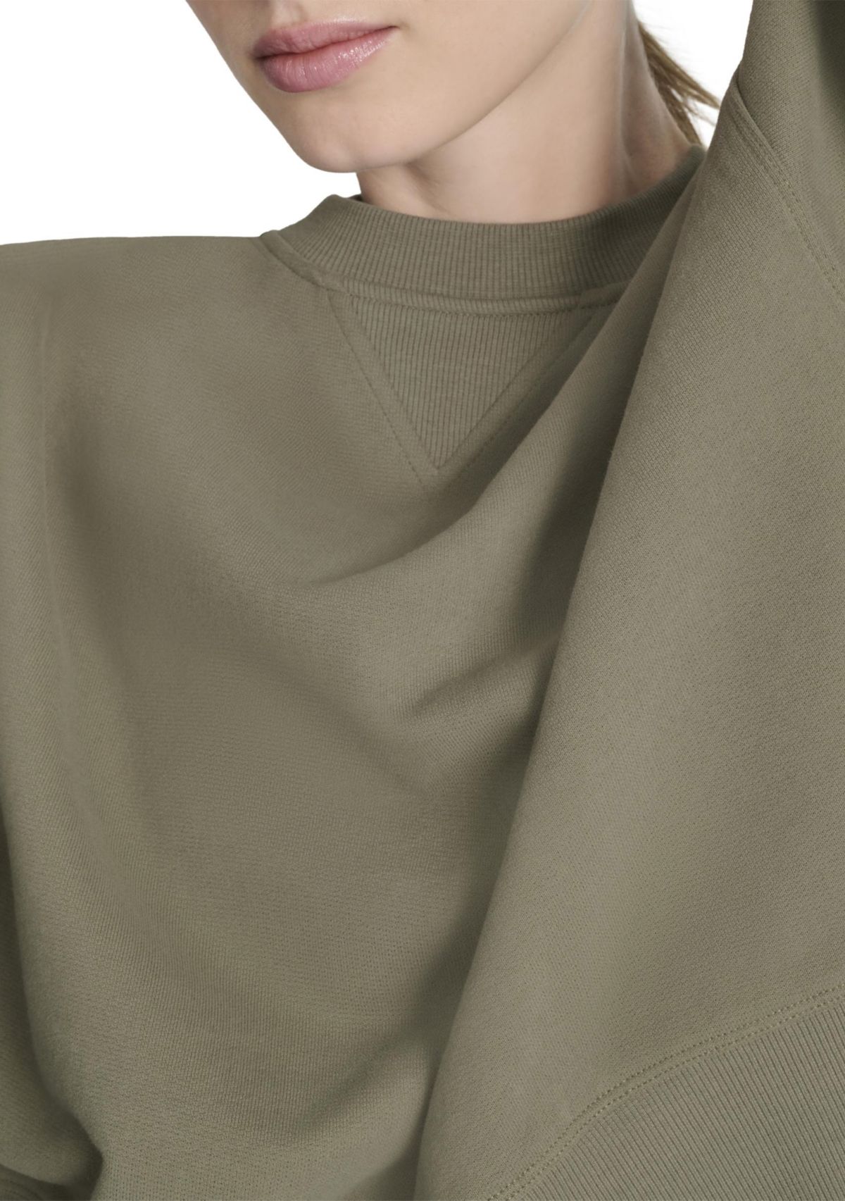 Womens Woven Patch Blouson Sleeve Oversized Pullover