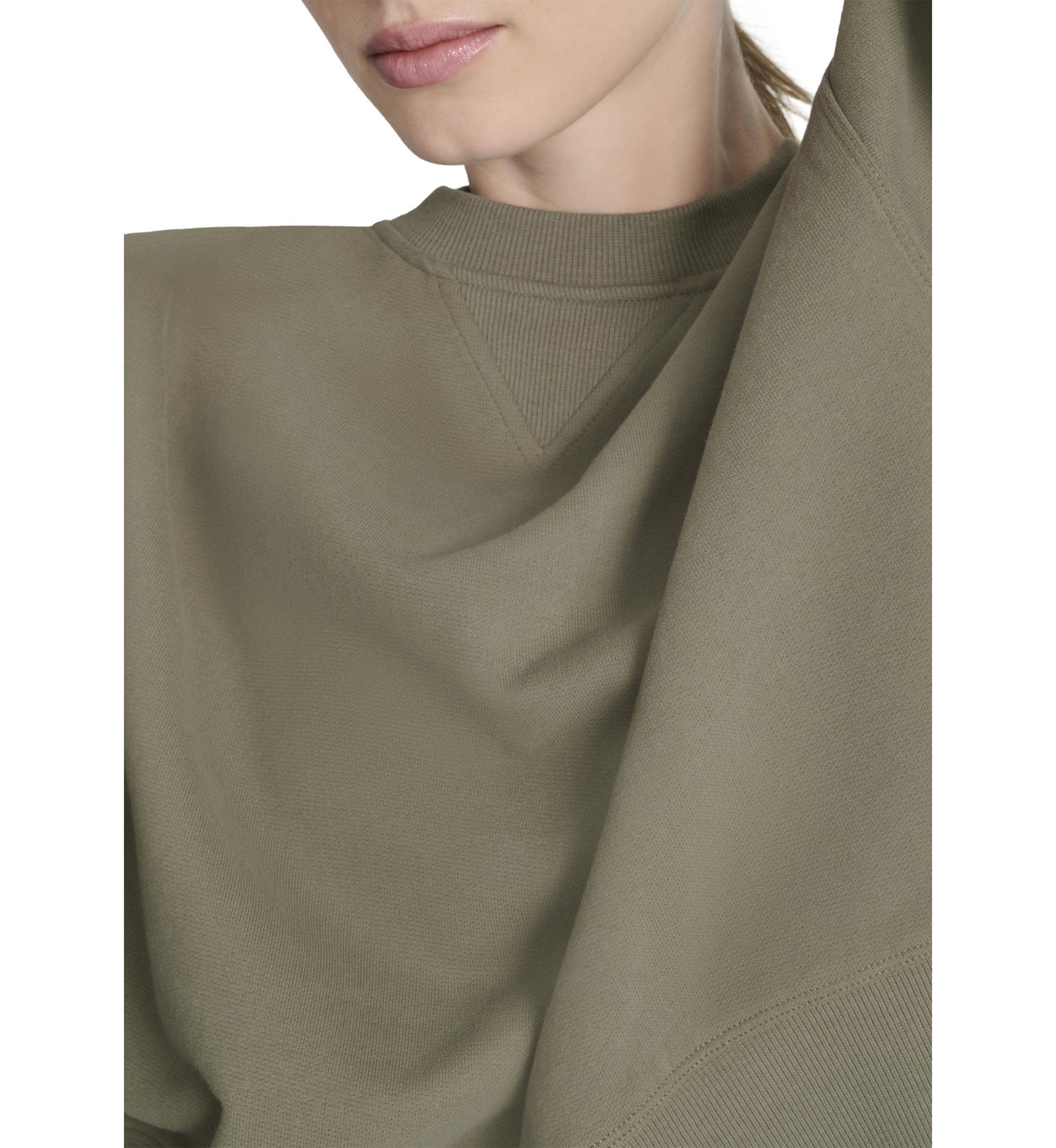 Womens Woven Patch Blouson Sleeve Oversized Pullover