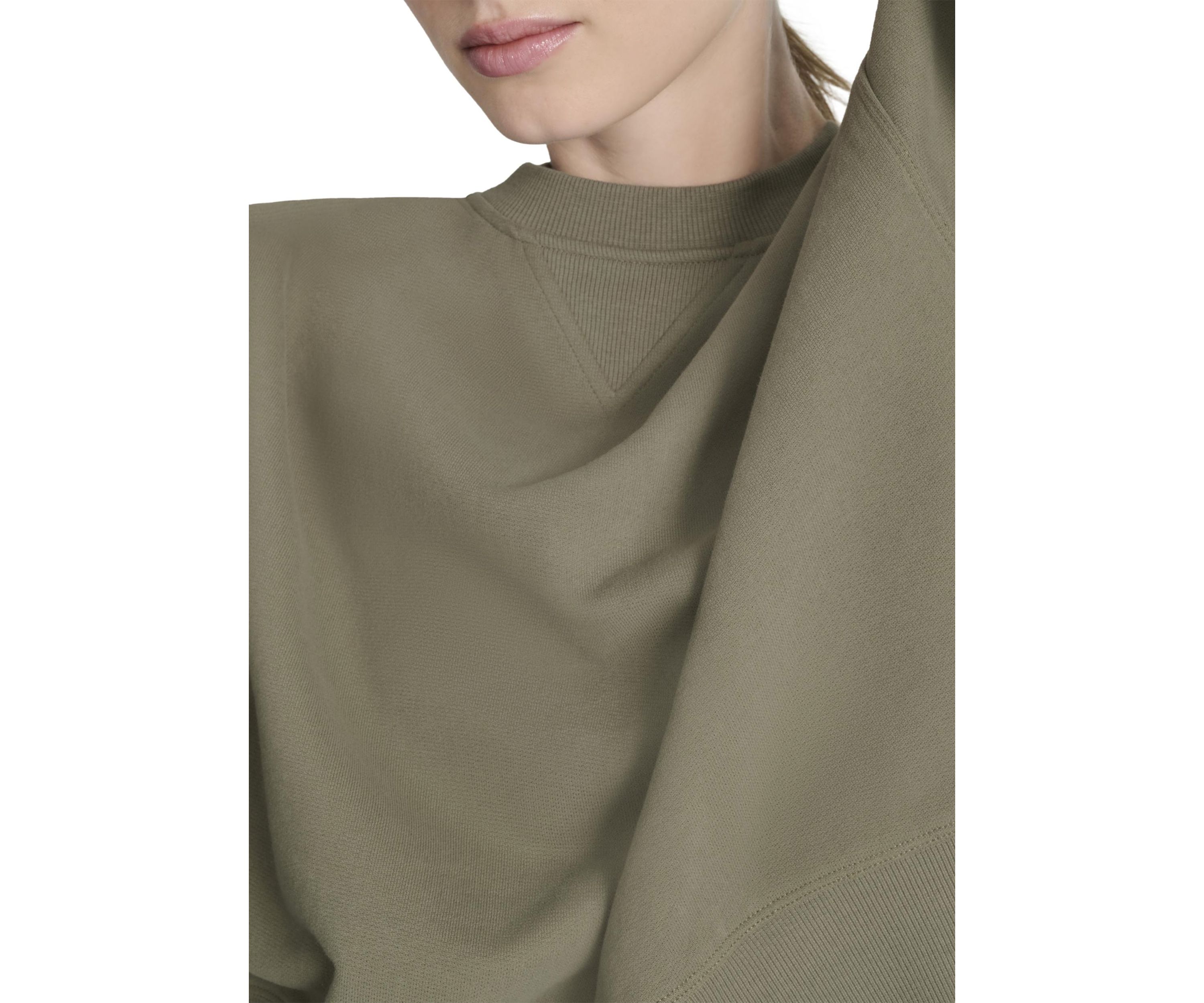 Womens Woven Patch Blouson Sleeve Oversized Pullover