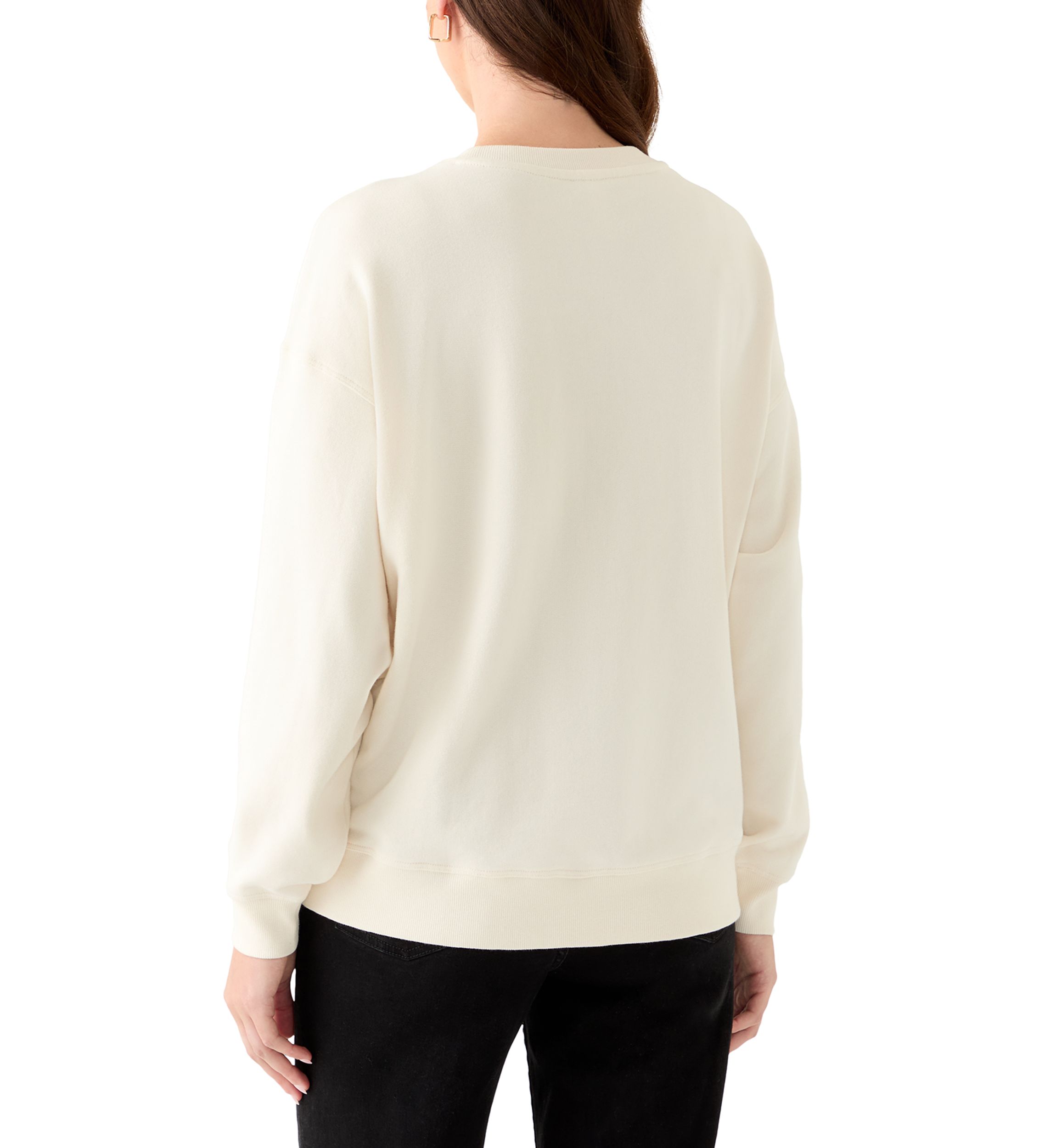 Stacked Animal Print Flocking Logo Crew Neck Pullover