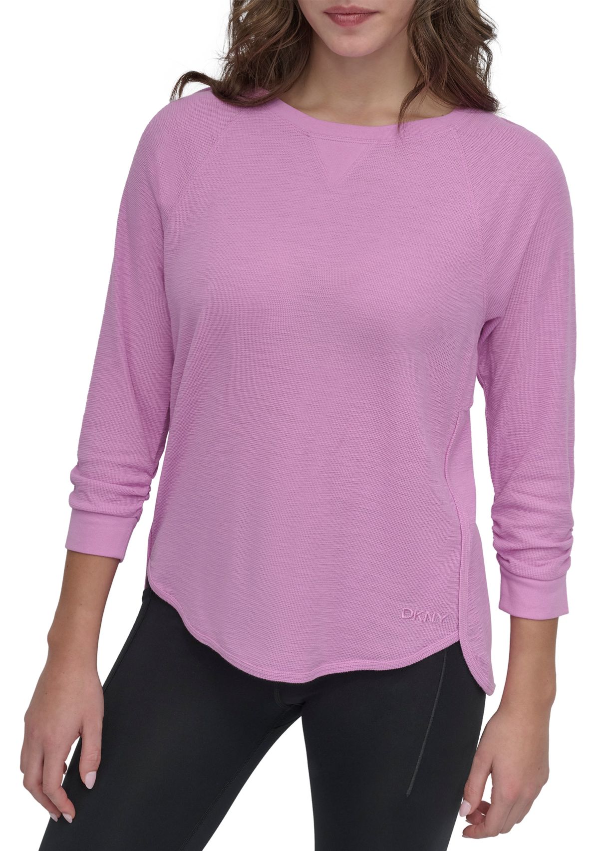 Mini Slub Waffle 3/4 Sleeve T-Shirt with V-Inset 