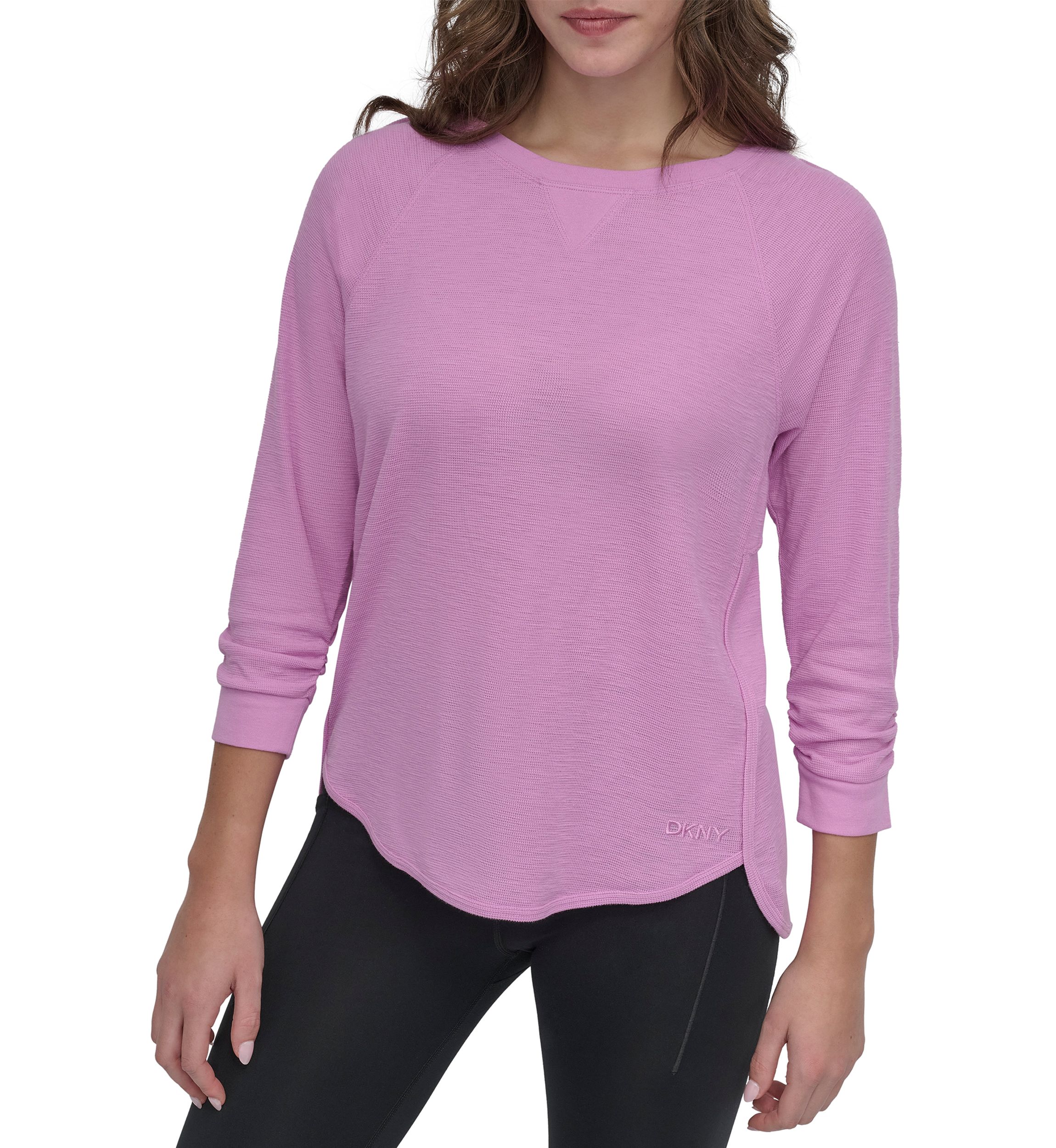 Mini Slub Waffle 3/4 Sleeve T-Shirt with V-Inset 
