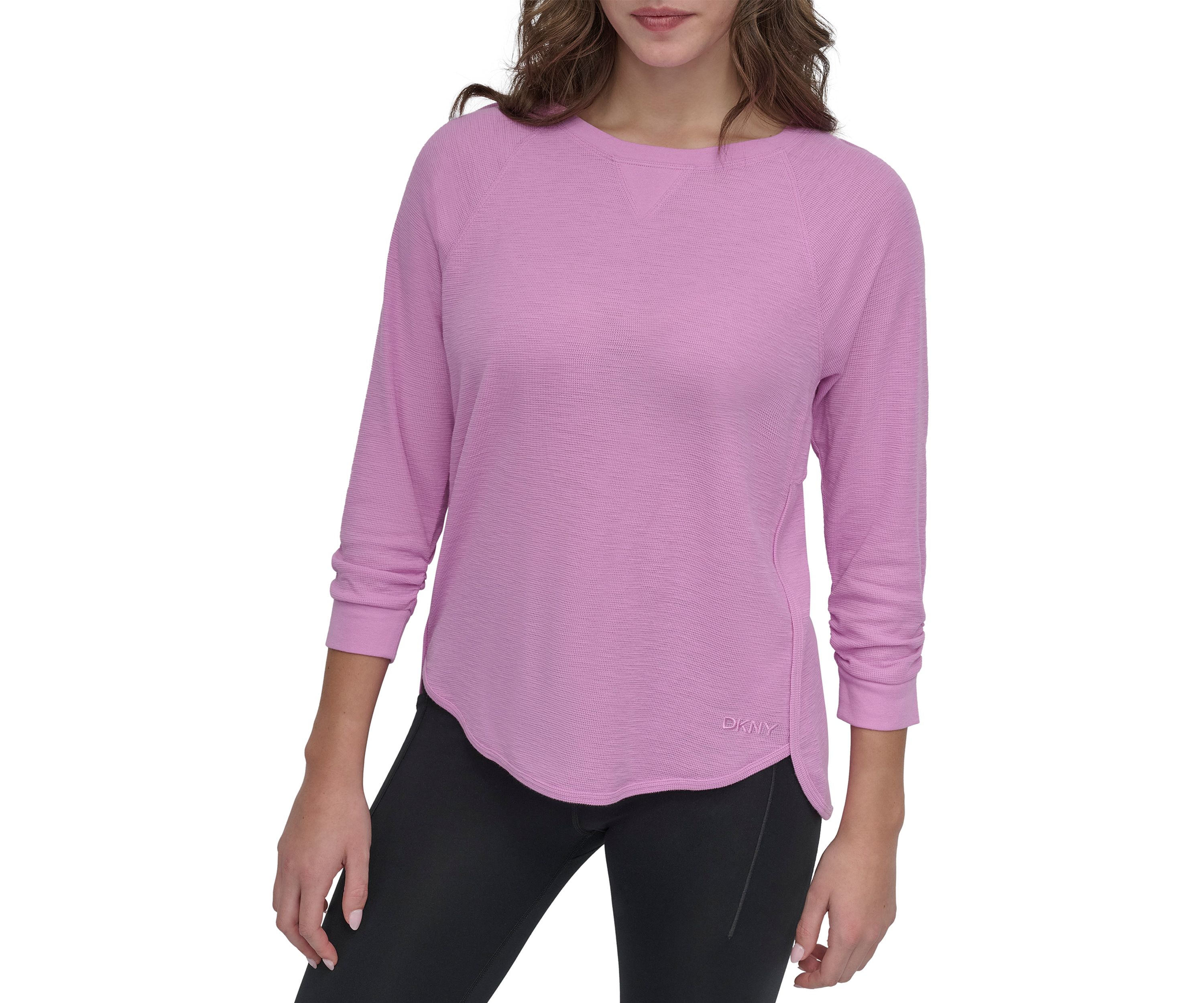 Mini Slub Waffle 3/4 Sleeve T-Shirt with V-Inset 