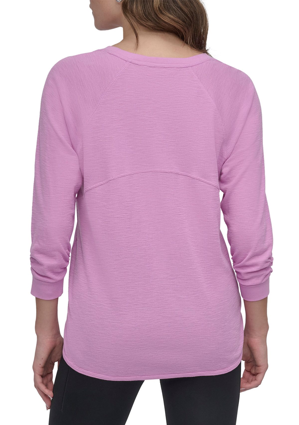 Mini Slub Waffle 3/4 Sleeve T-Shirt with V-Inset 