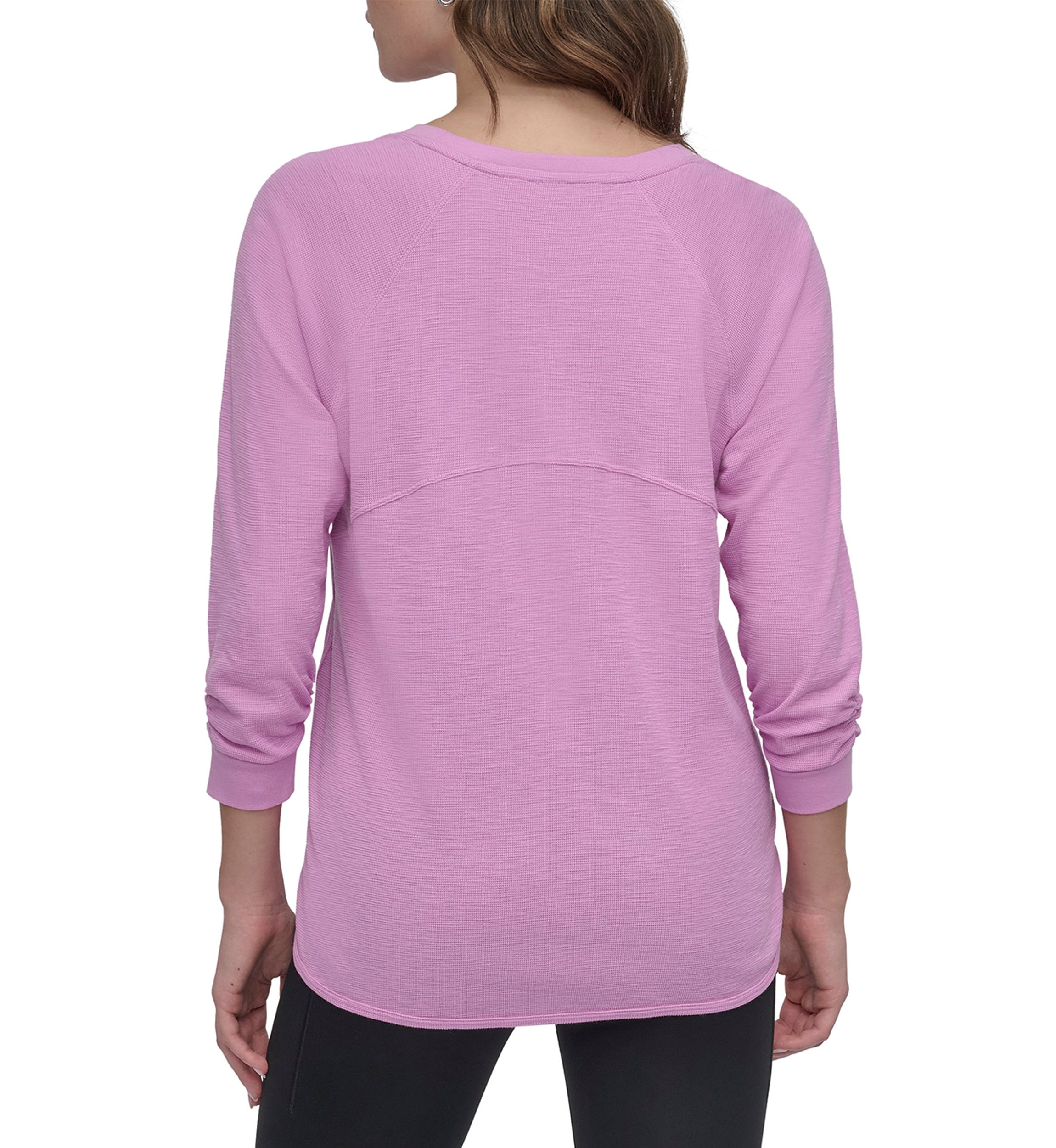 Mini Slub Waffle 3/4 Sleeve T-Shirt with V-Inset 