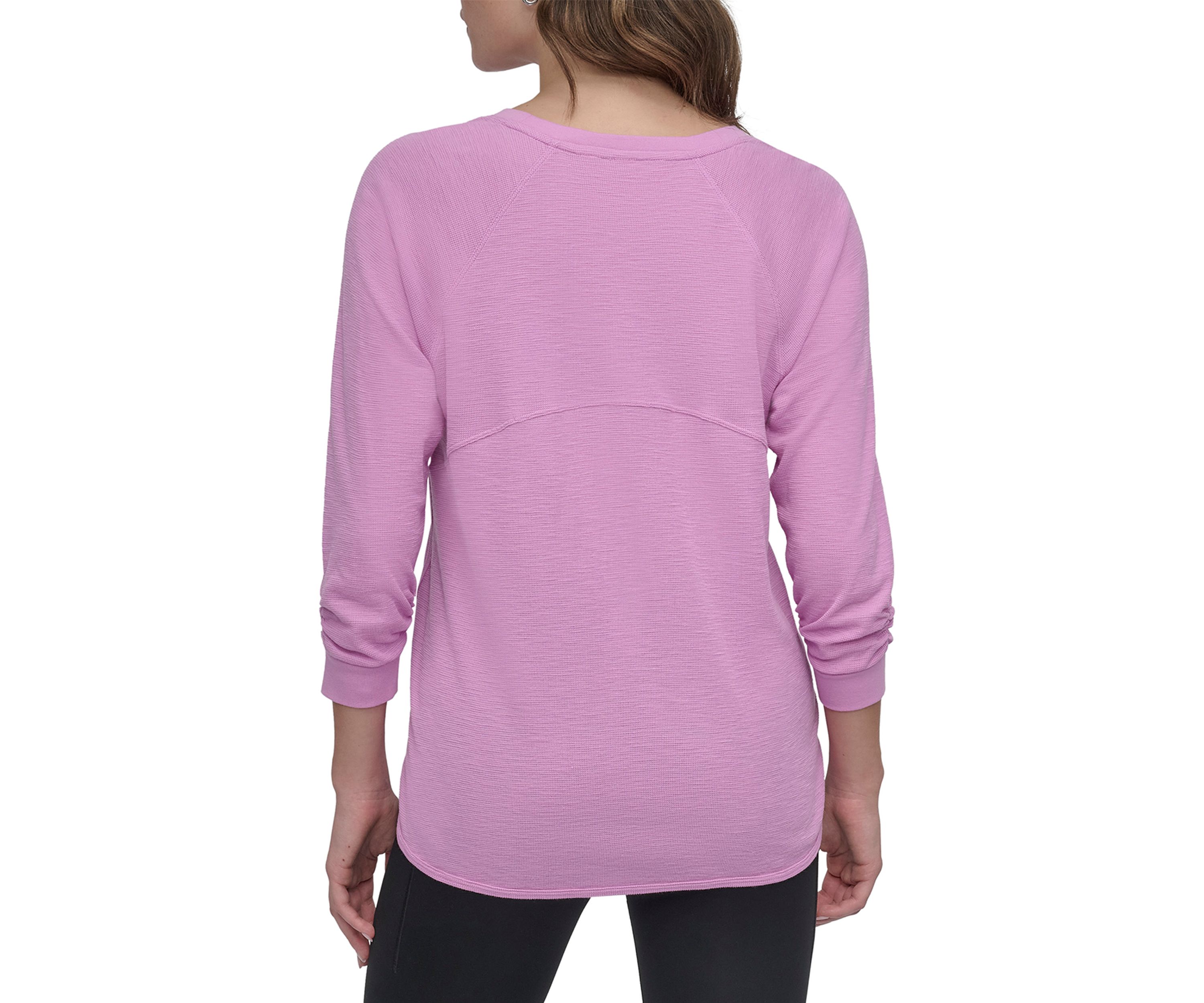 Mini Slub Waffle 3/4 Sleeve T-Shirt with V-Inset 
