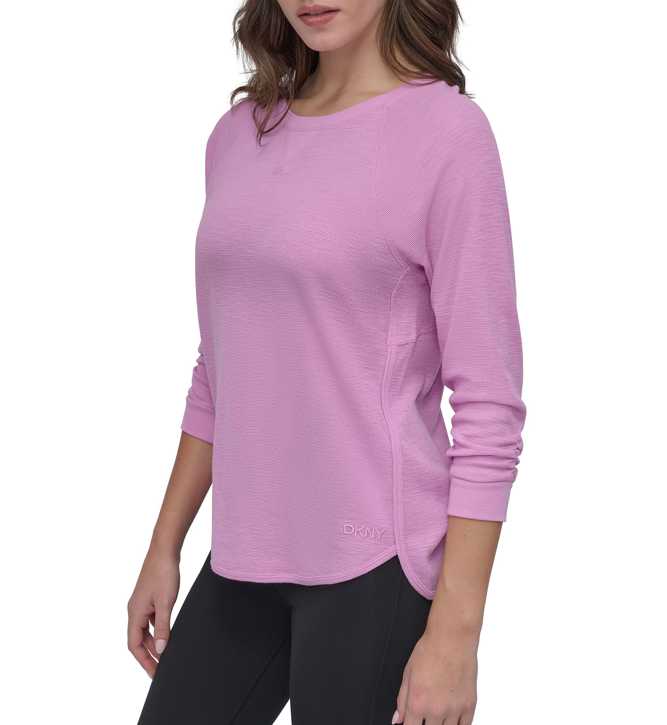 Mini Slub Waffle 3/4 Sleeve T-Shirt with V-Inset 