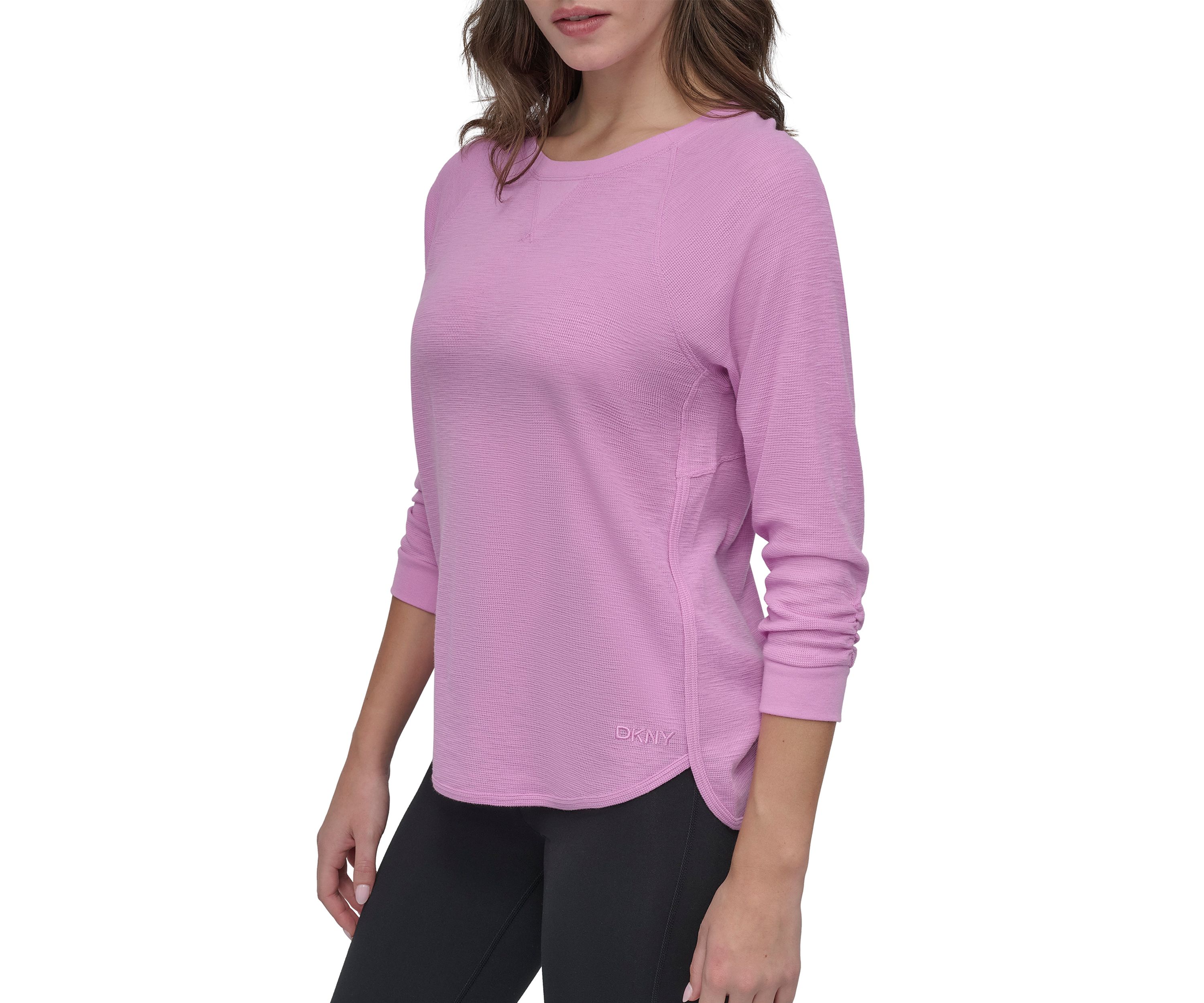 Mini Slub Waffle 3/4 Sleeve T-Shirt with V-Inset 