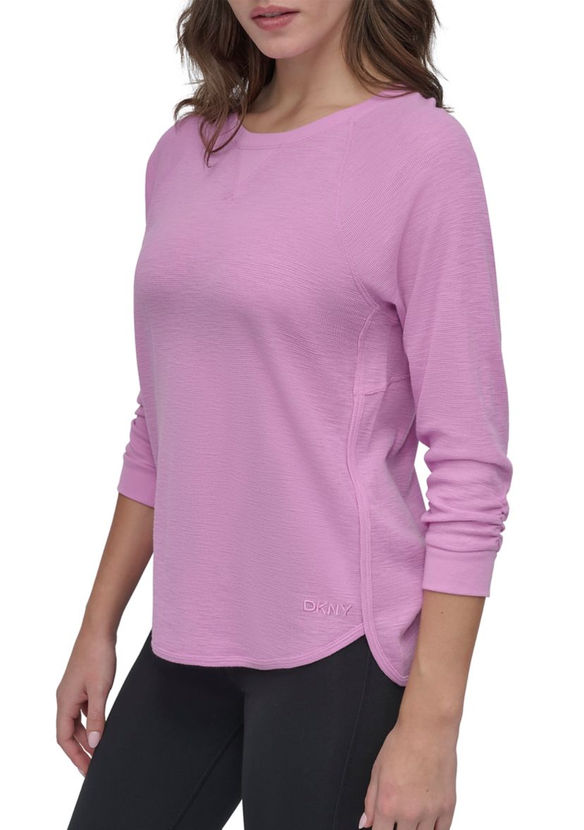 Mini Slub Waffle 3/4 Sleeve T-Shirt with V-Inset 