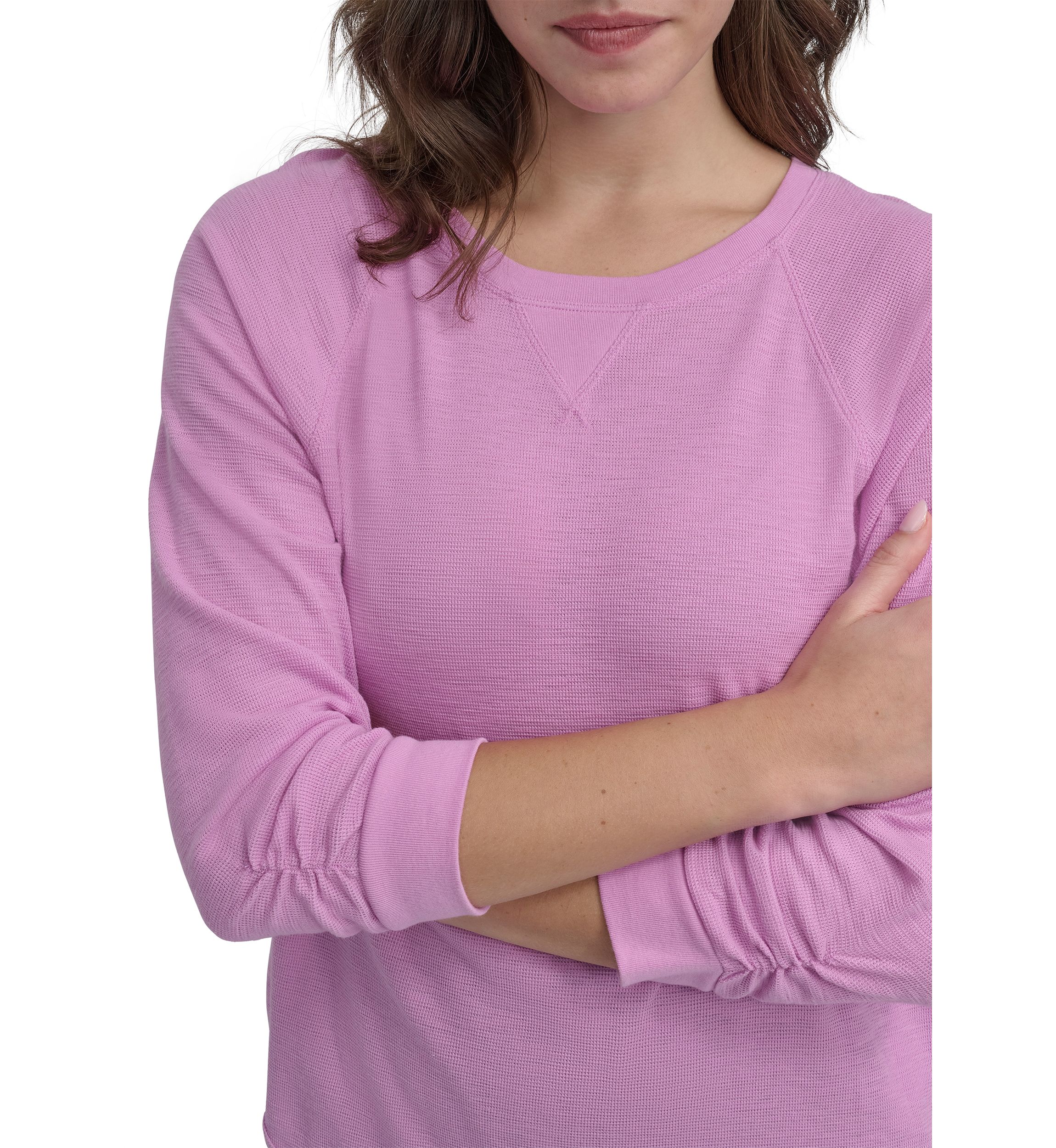 Mini Slub Waffle 3/4 Sleeve T-Shirt with V-Inset 