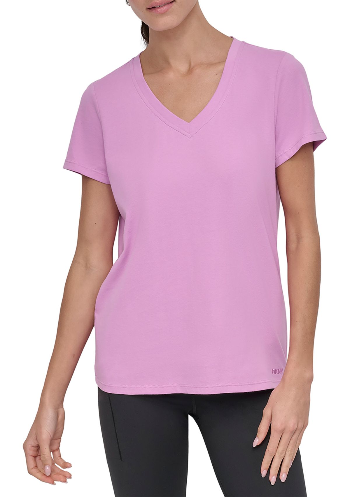 Solid V-Neck T-Shirt with Embroidered Logo 