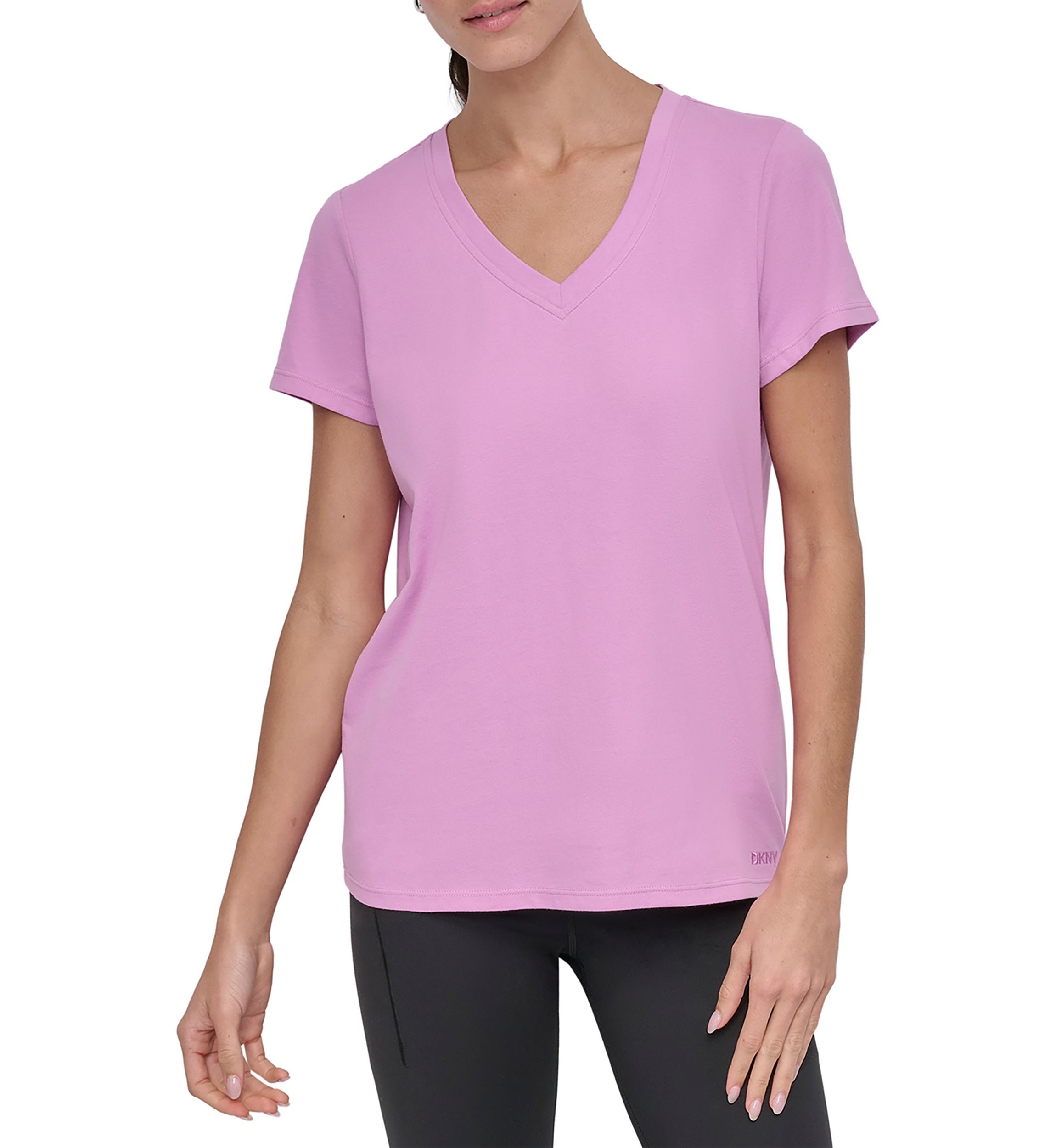 Solid V-Neck T-Shirt with Embroidered Logo 