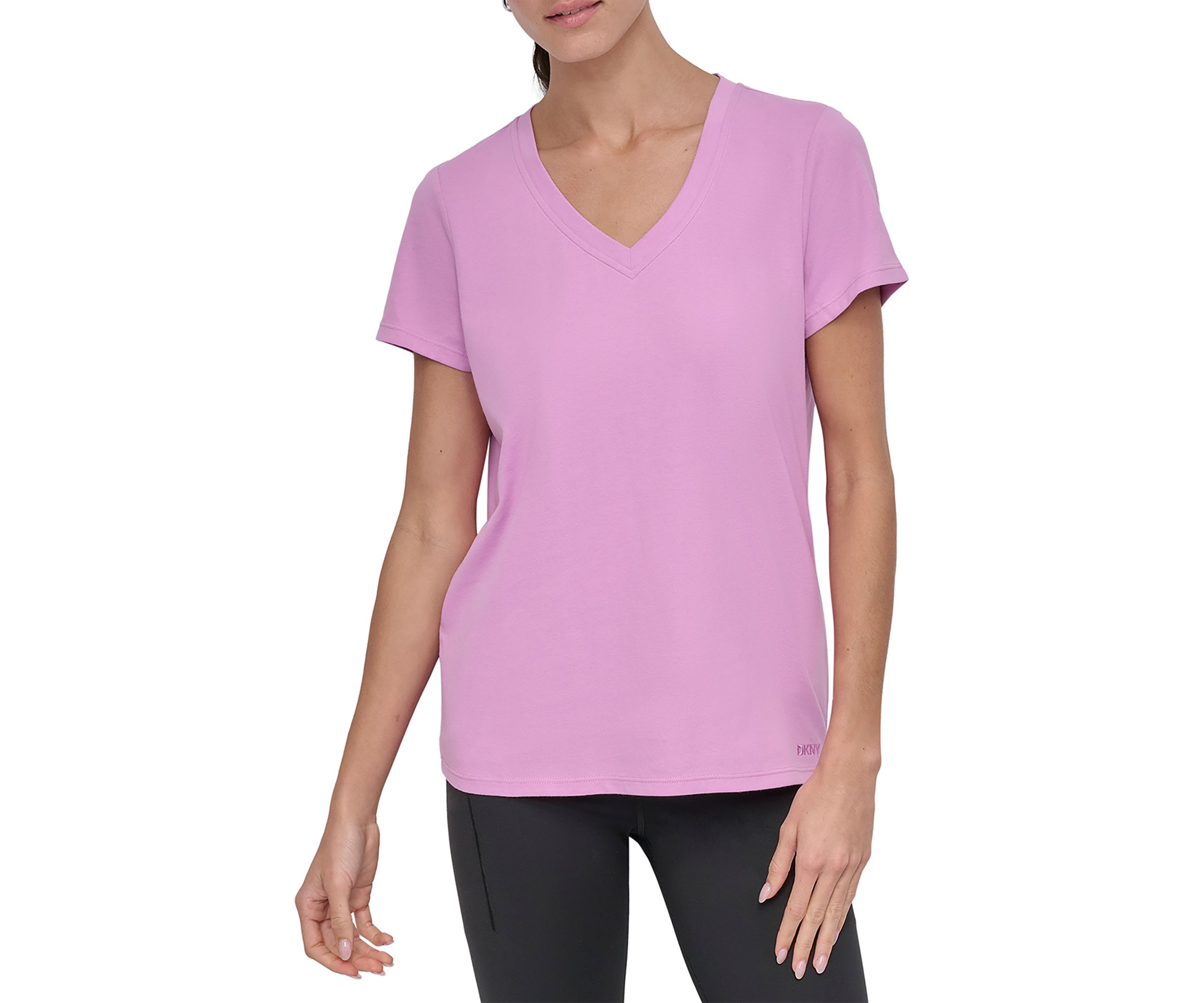Solid V-Neck T-Shirt with Embroidered Logo 