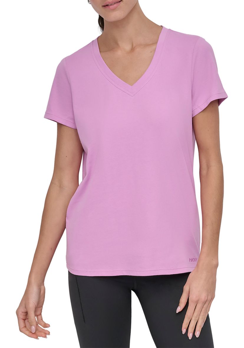Solid V-Neck T-Shirt with Embroidered Logo 