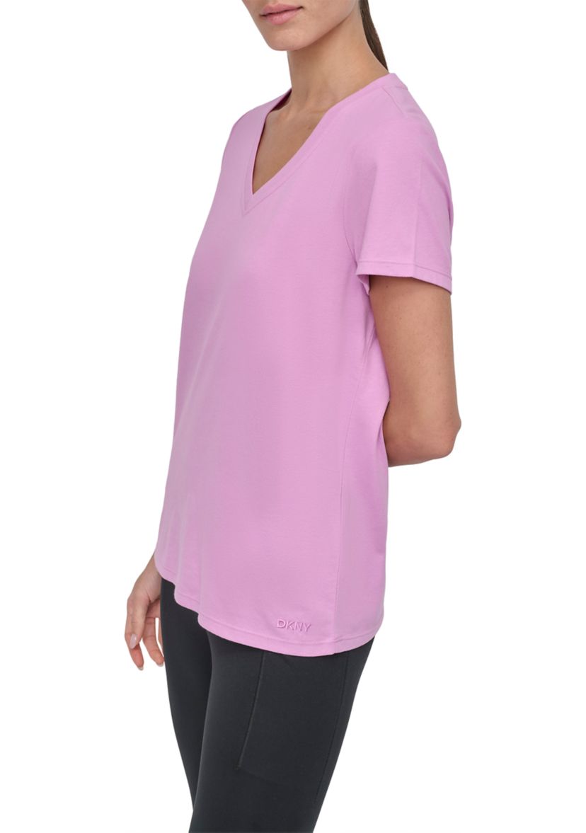 Solid V-Neck T-Shirt with Embroidered Logo 